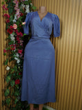 Robe évasée mi-longue manches courtes ceintrée-M