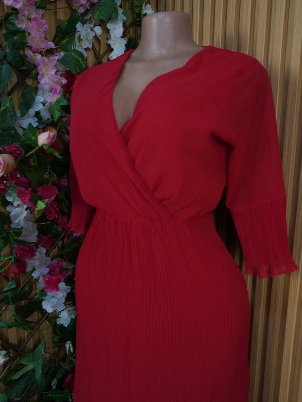 Robe évasée mi-longue manches courtes-S