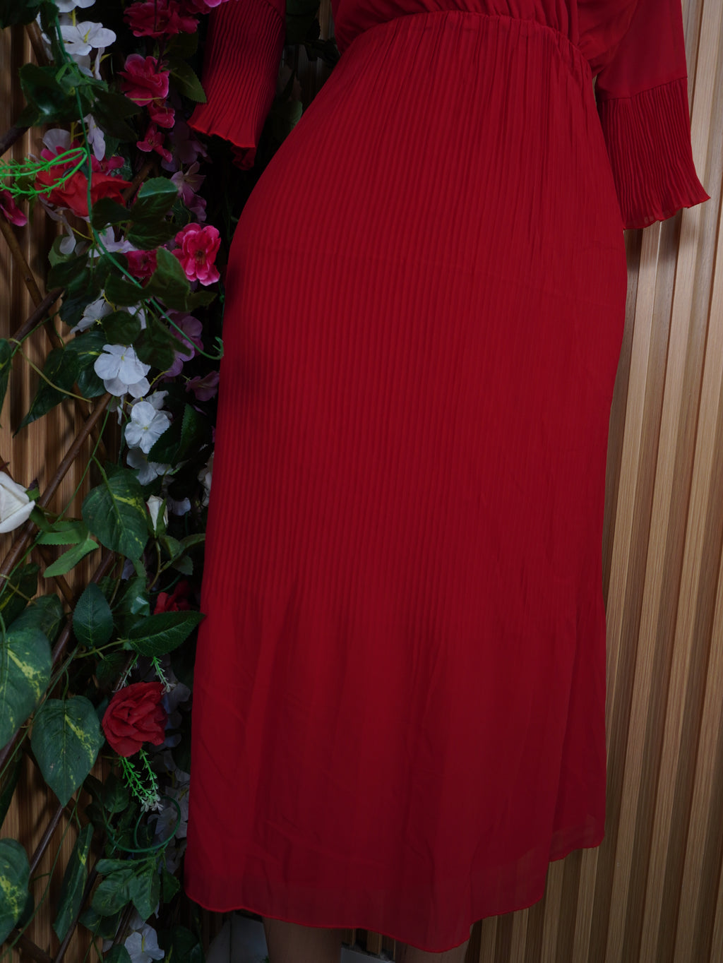 Robe évasée mi-longue manches courtes-S