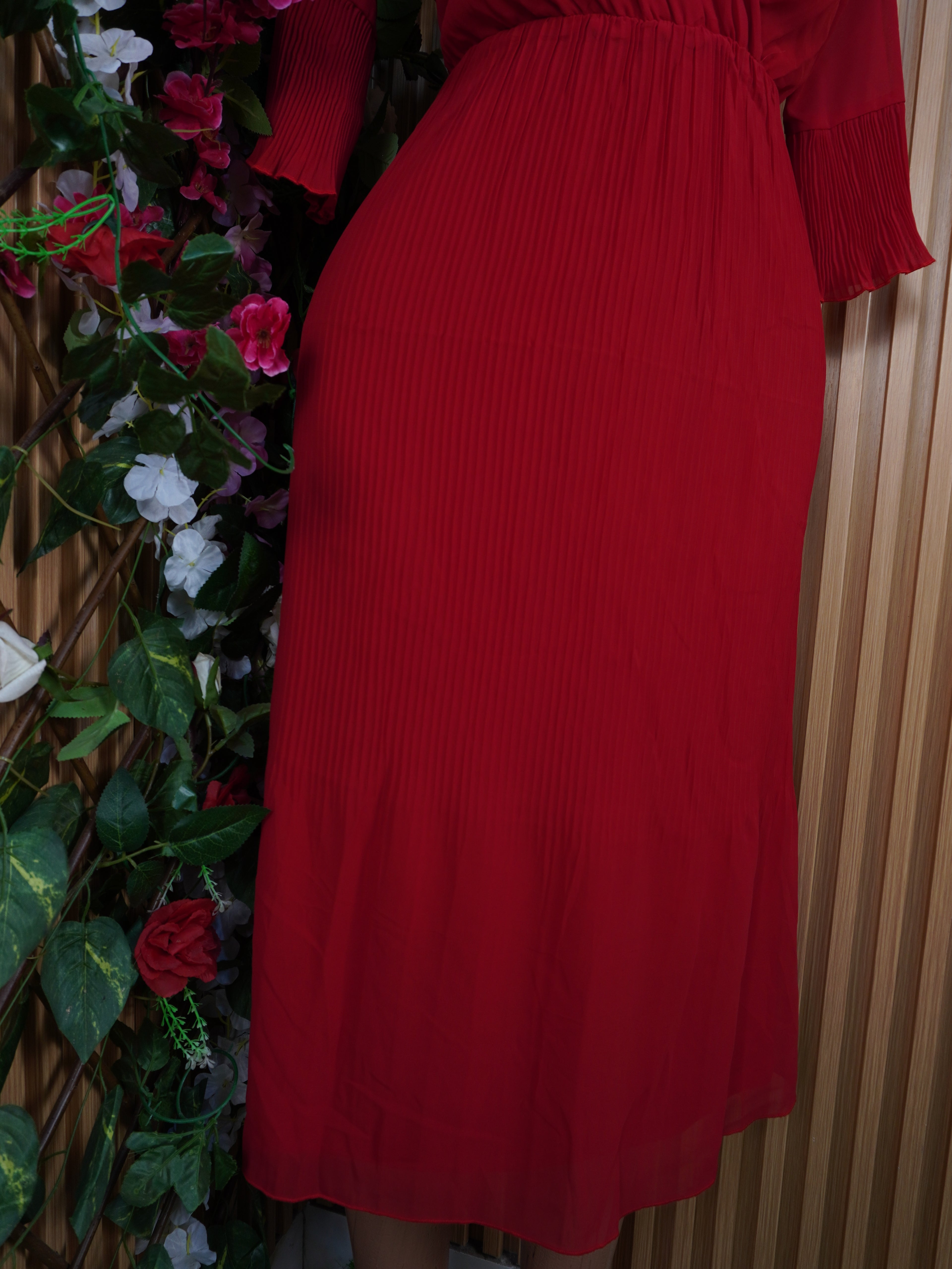 Robe évasée mi-longue manches courtes-S