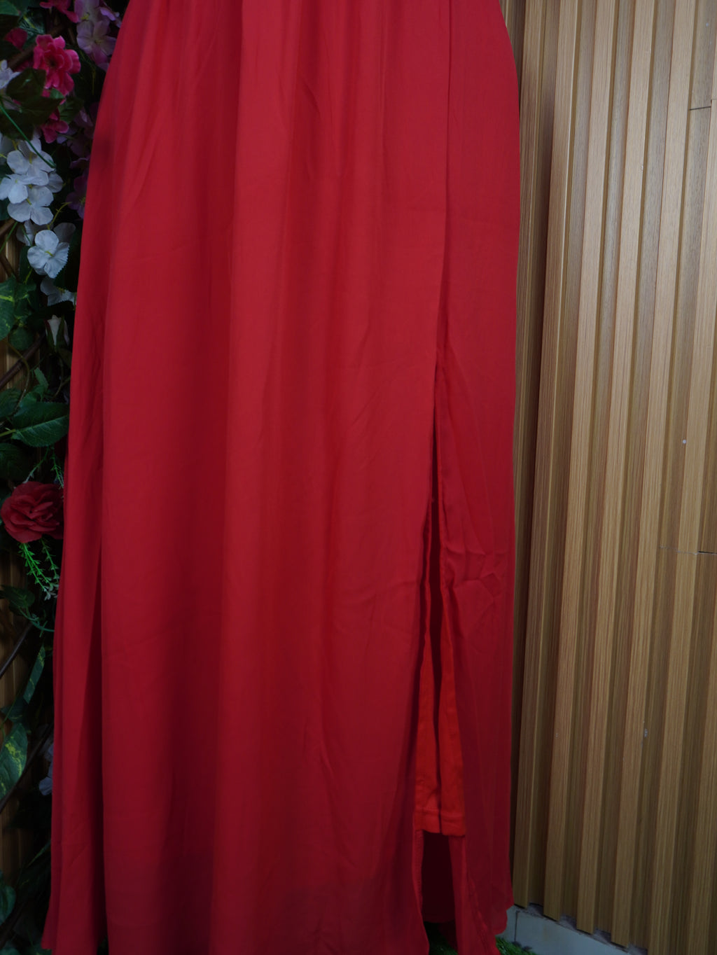 Robe évasée longue sans manches plissée col-V-XL