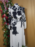 Robe évasée manches longues imprimée fleurie-L