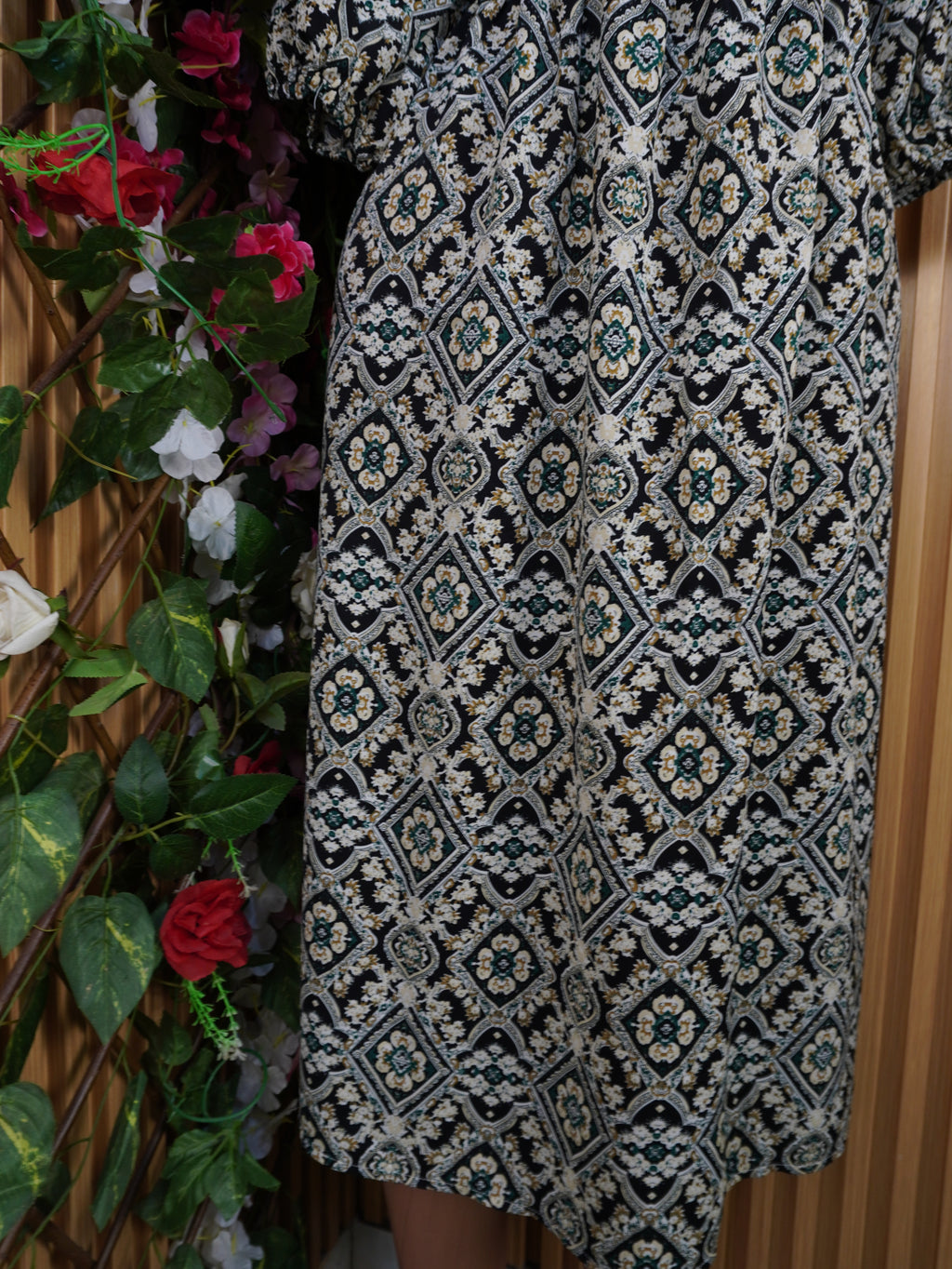Robe évasée mi-longue manches courtes-XXL