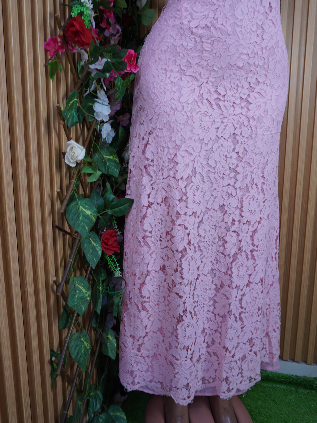 Robe évasée longue sans manches longues motif bretelles-S