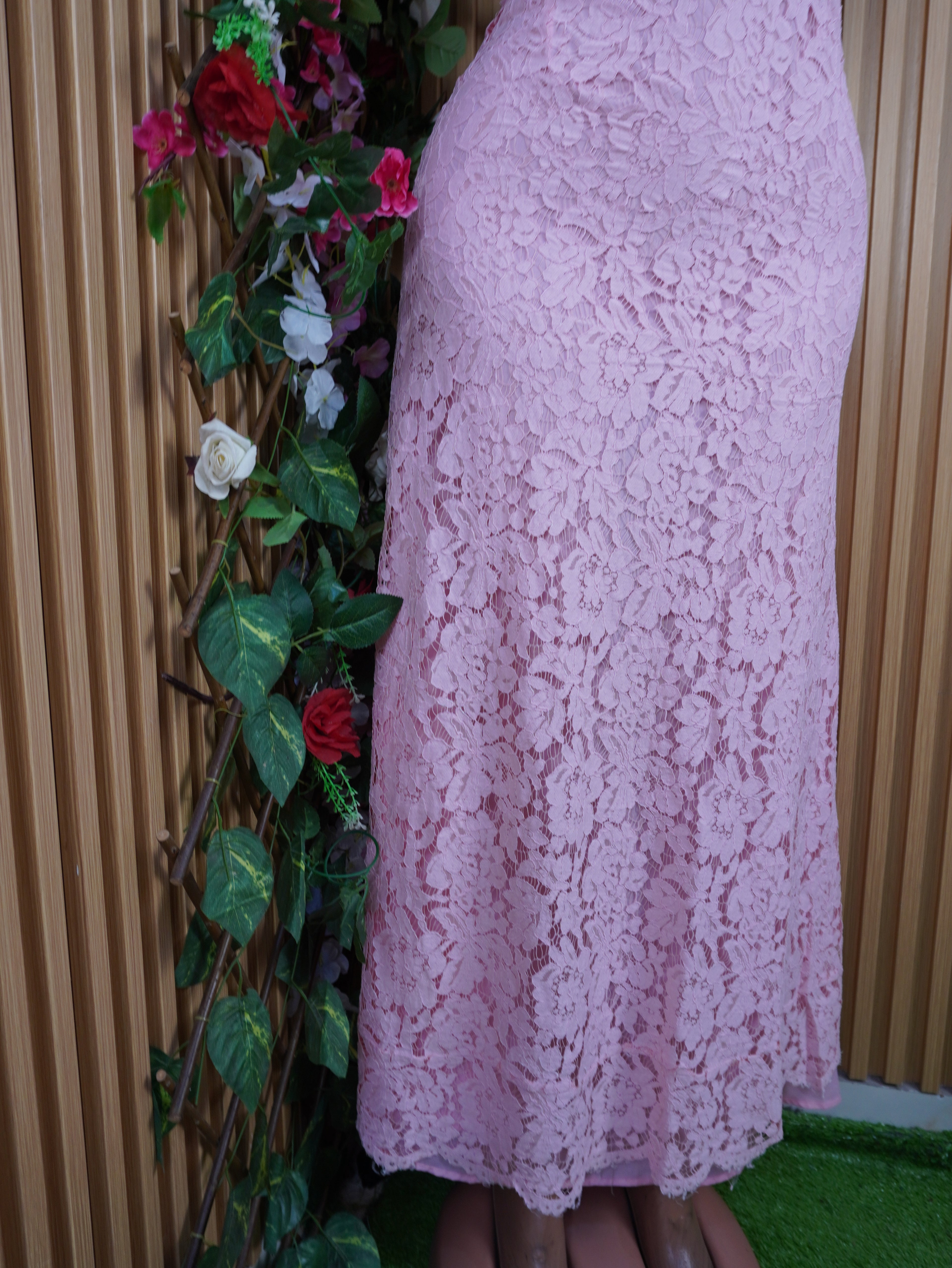 Robe évasée longue sans manches longues motif bretelles-S
