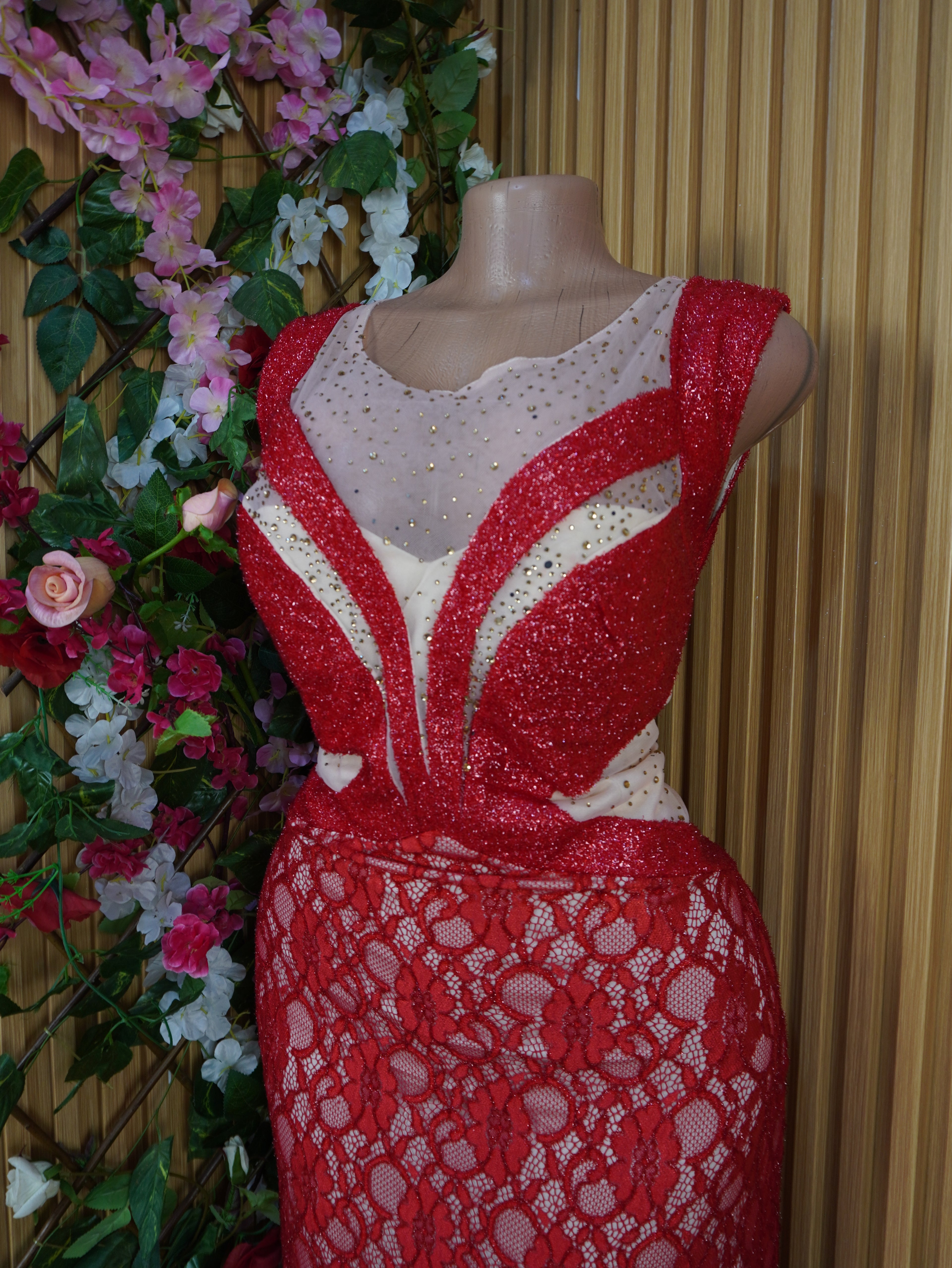 Robe évasée longue sans manches motif betelles-L