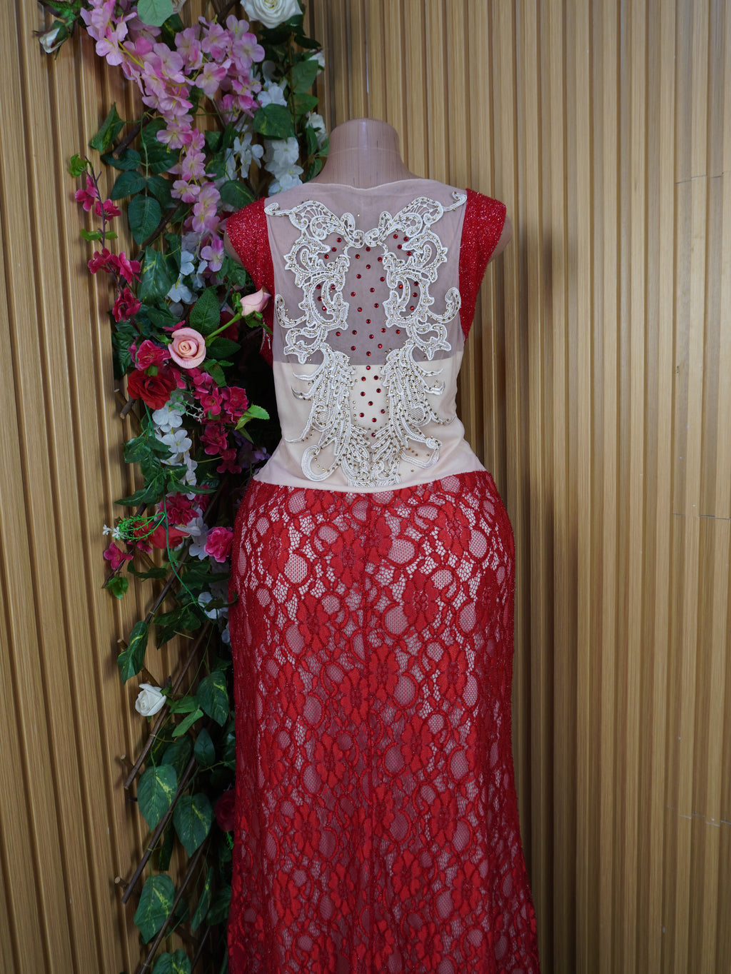 Robe évasée longue sans manches motif betelles-L
