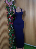 Robe moulante longue sans manches-L