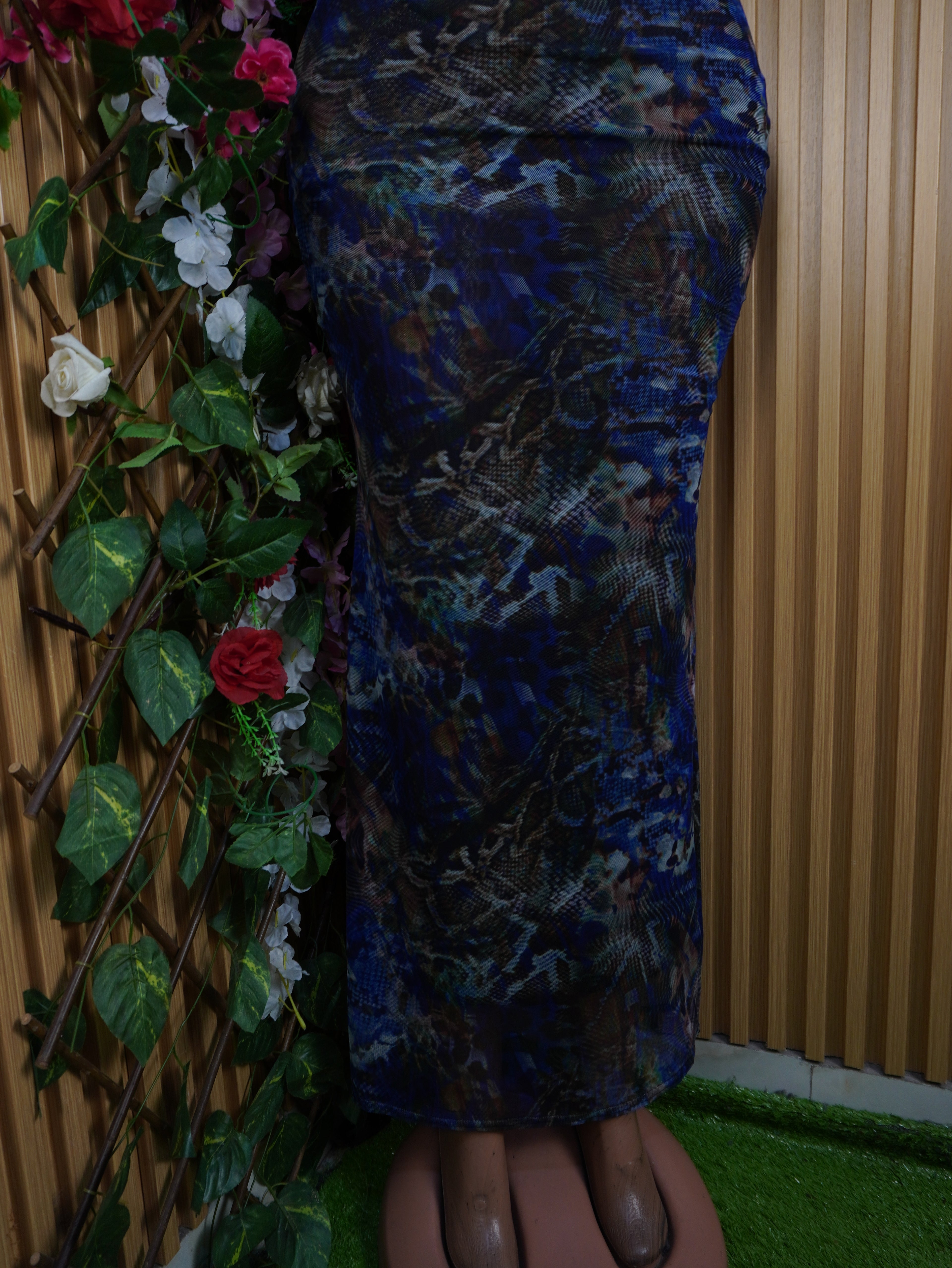 Robe moulante longue à fines bretelles-S