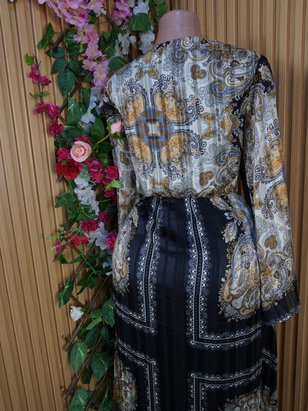 Robe évasée longgue manches longues décolletée-XXL