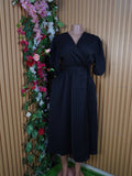Robe  évasée manches courtes ceintrée-M