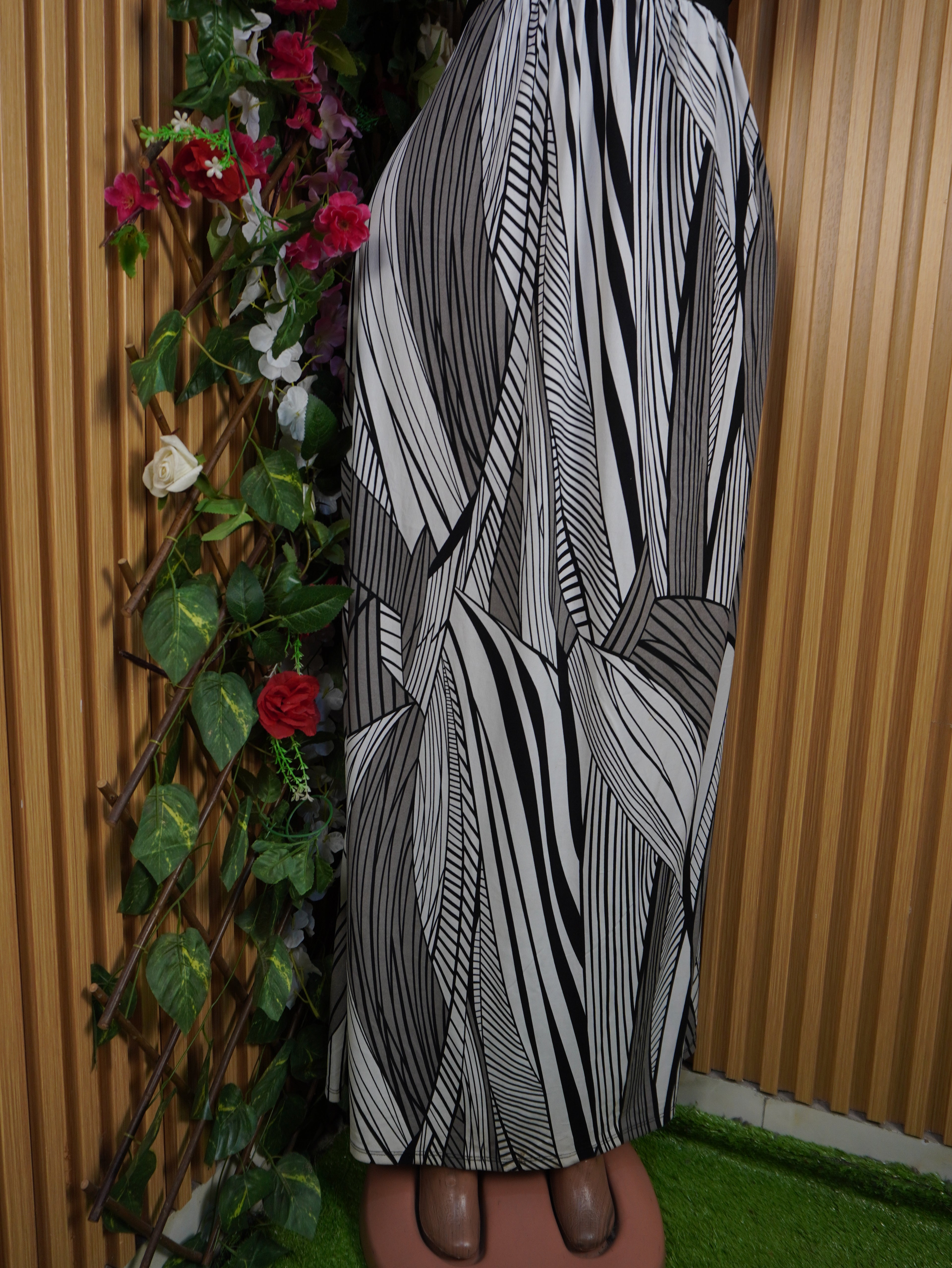 Robe évasée longue sans manches ceintrée-XXXL