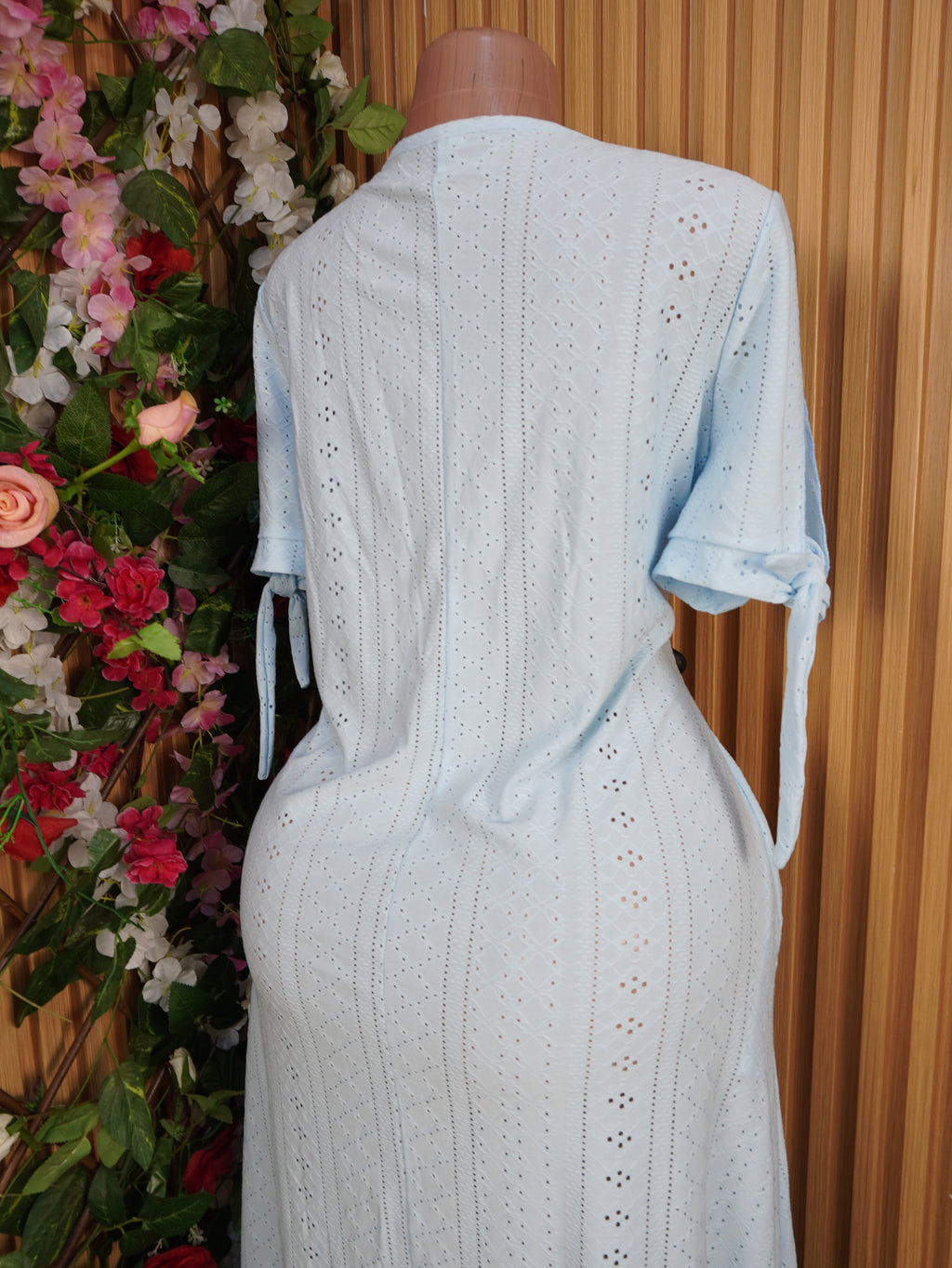 Robe évasée stylée manches courtes-L