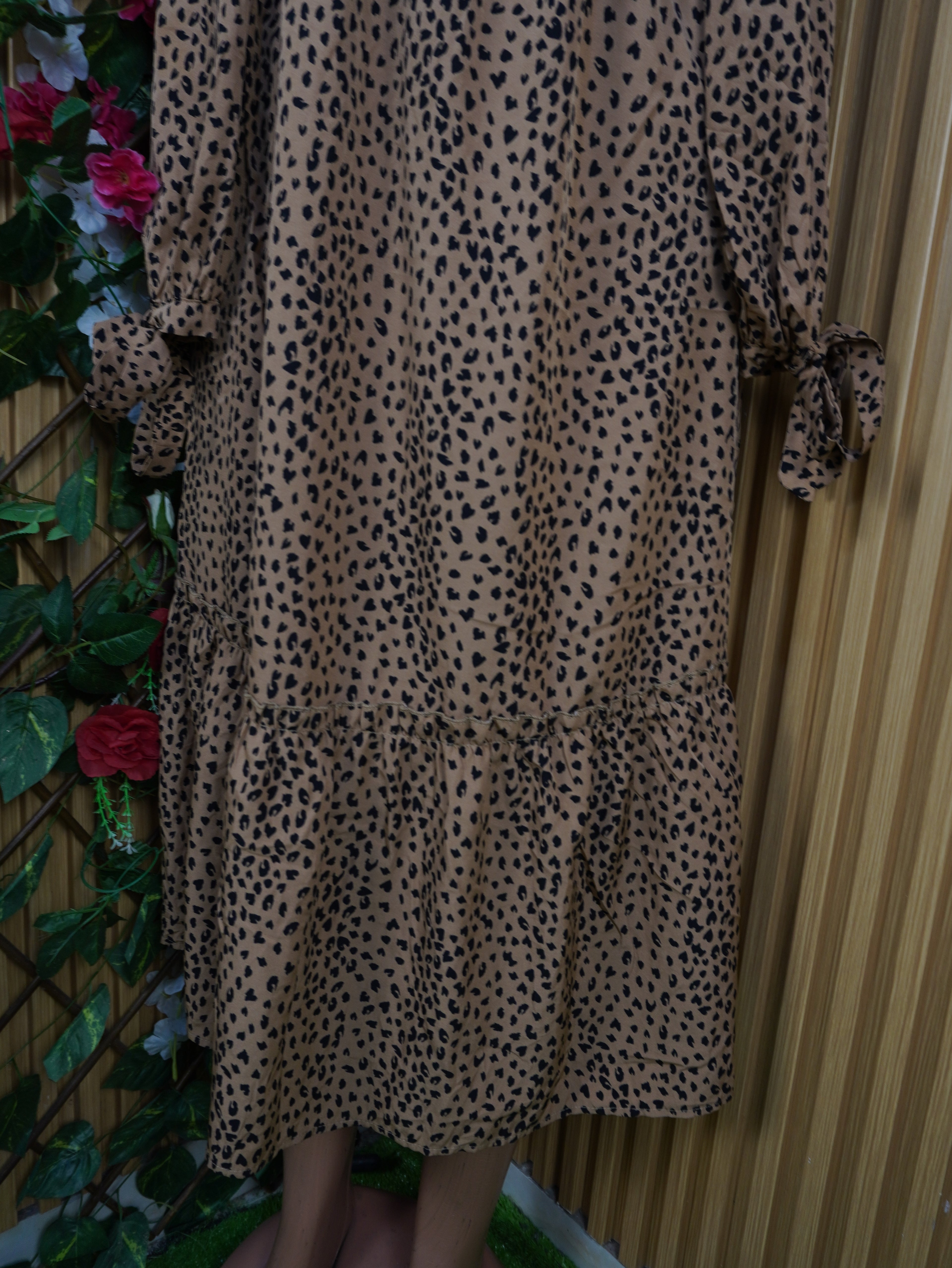 Robe évasée longue manches longues-S