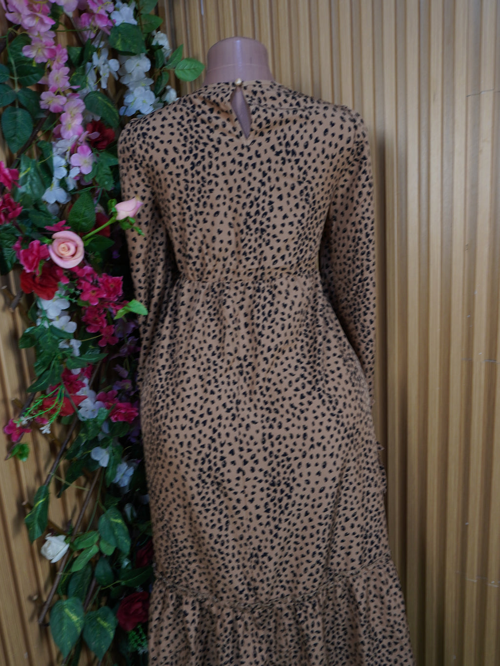 Robe évasée longue manches longues-S