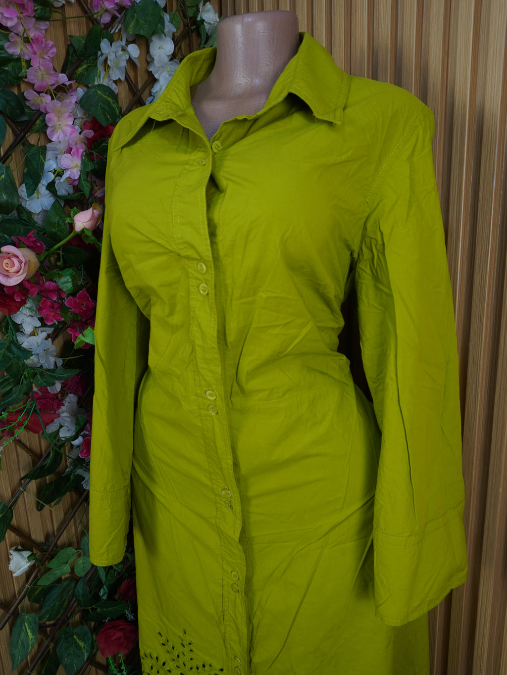 Robe évasée longue manches longues col chemise-XXL