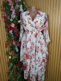 Robe évasée manches longue imprimée fleurie-L
