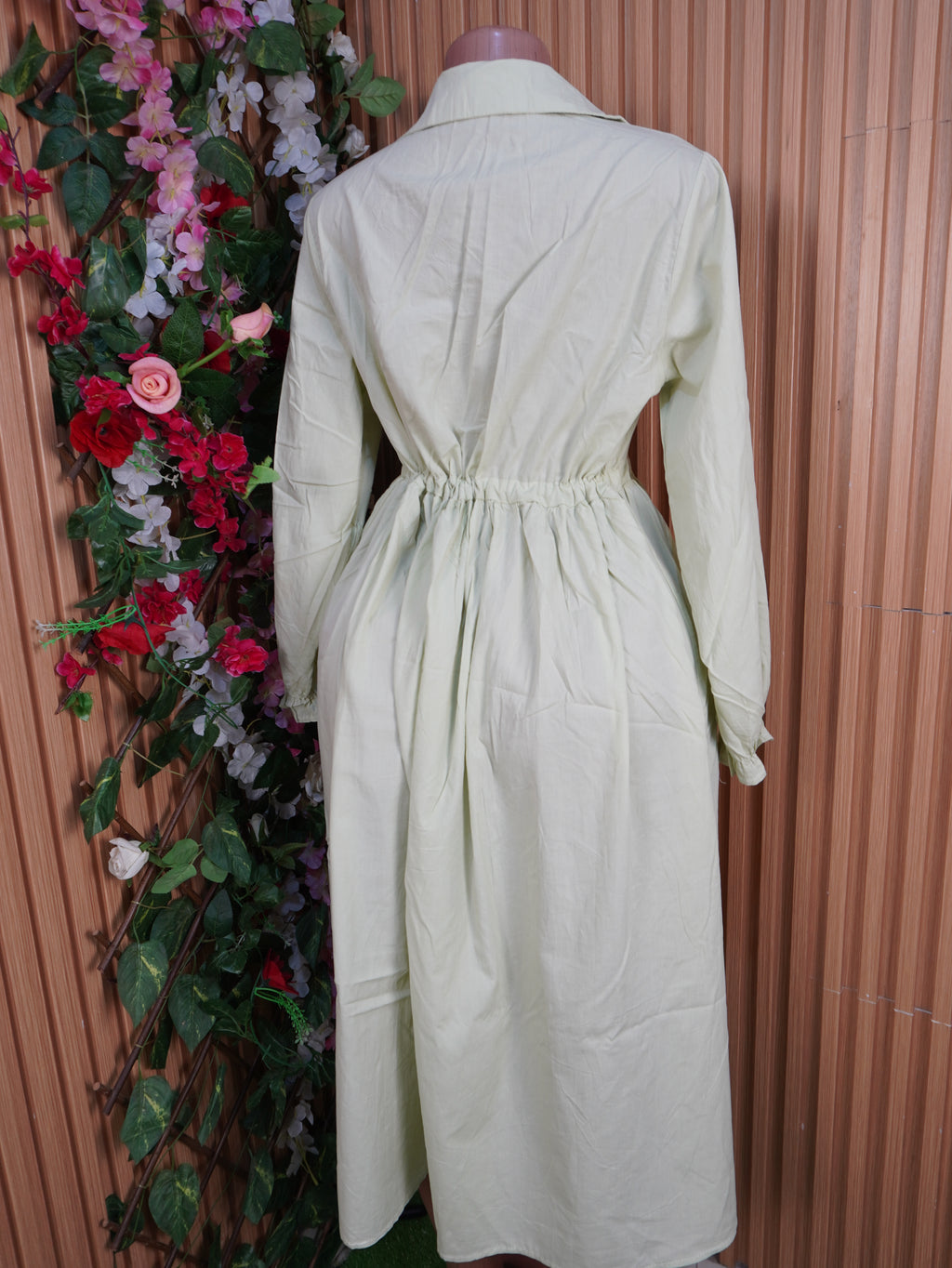 Robe évasée longue manches longues col chemise-2XL