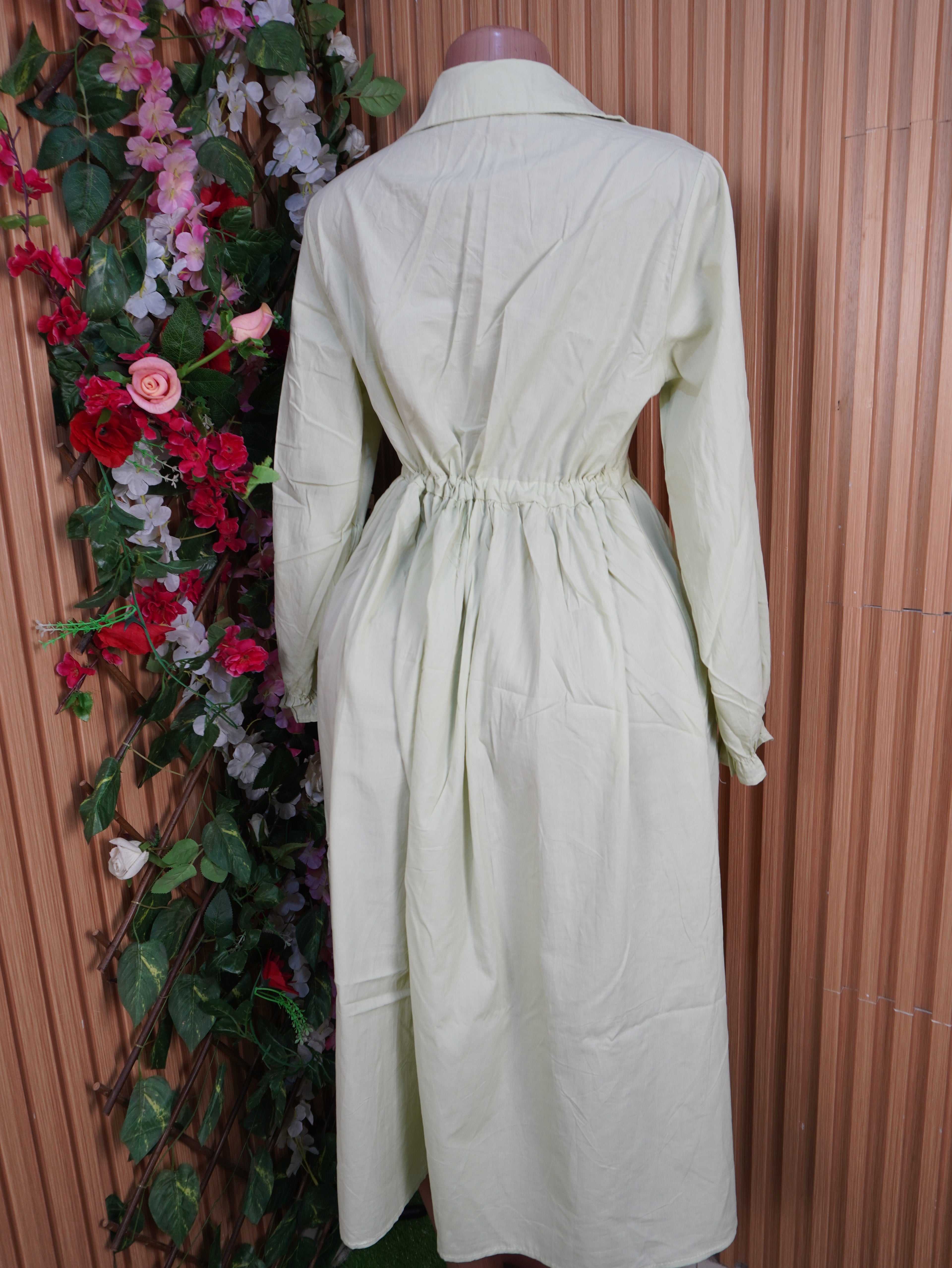 Robe évasée longue manches longues col chemise-2XL