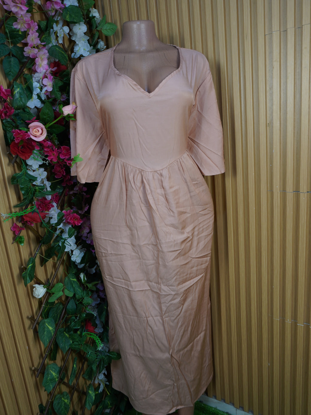 Robe évasée longue manches courtes décolletée-4XL