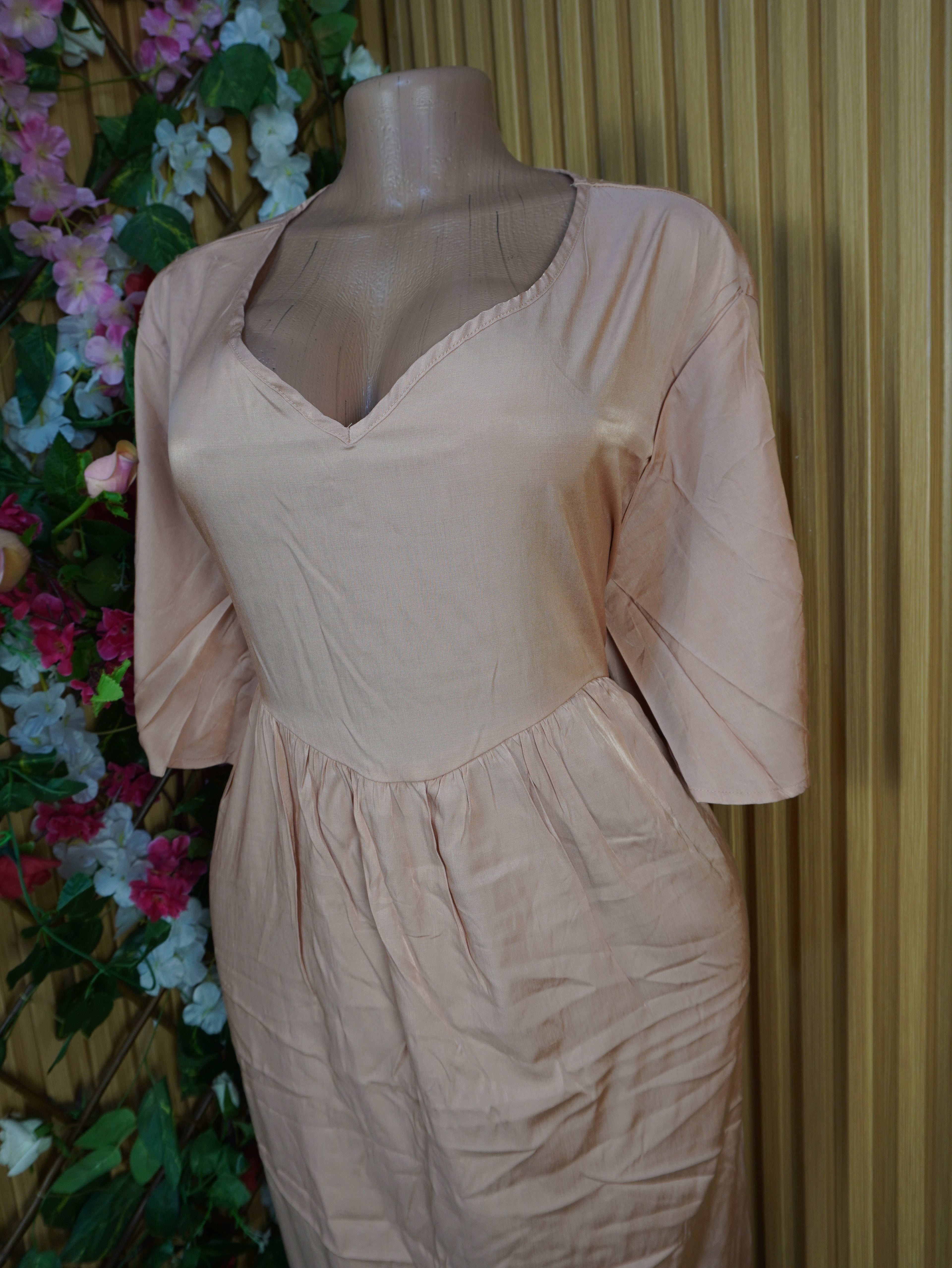 Robe évasée longue manches courtes décolletée-4XL