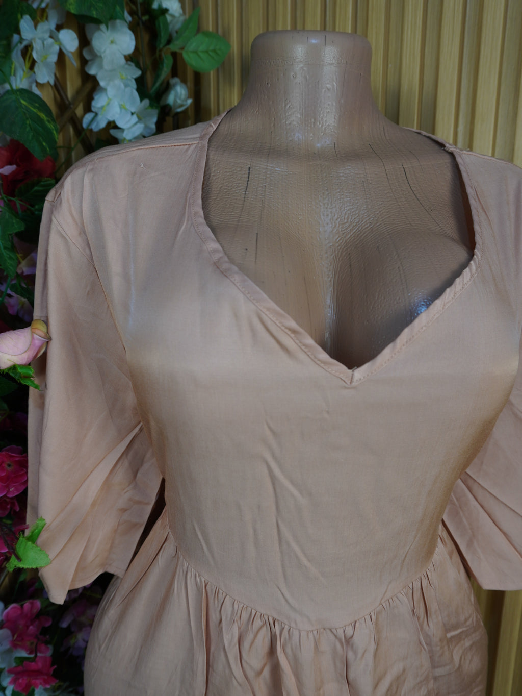 Robe évasée longue manches courtes décolletée-4XL