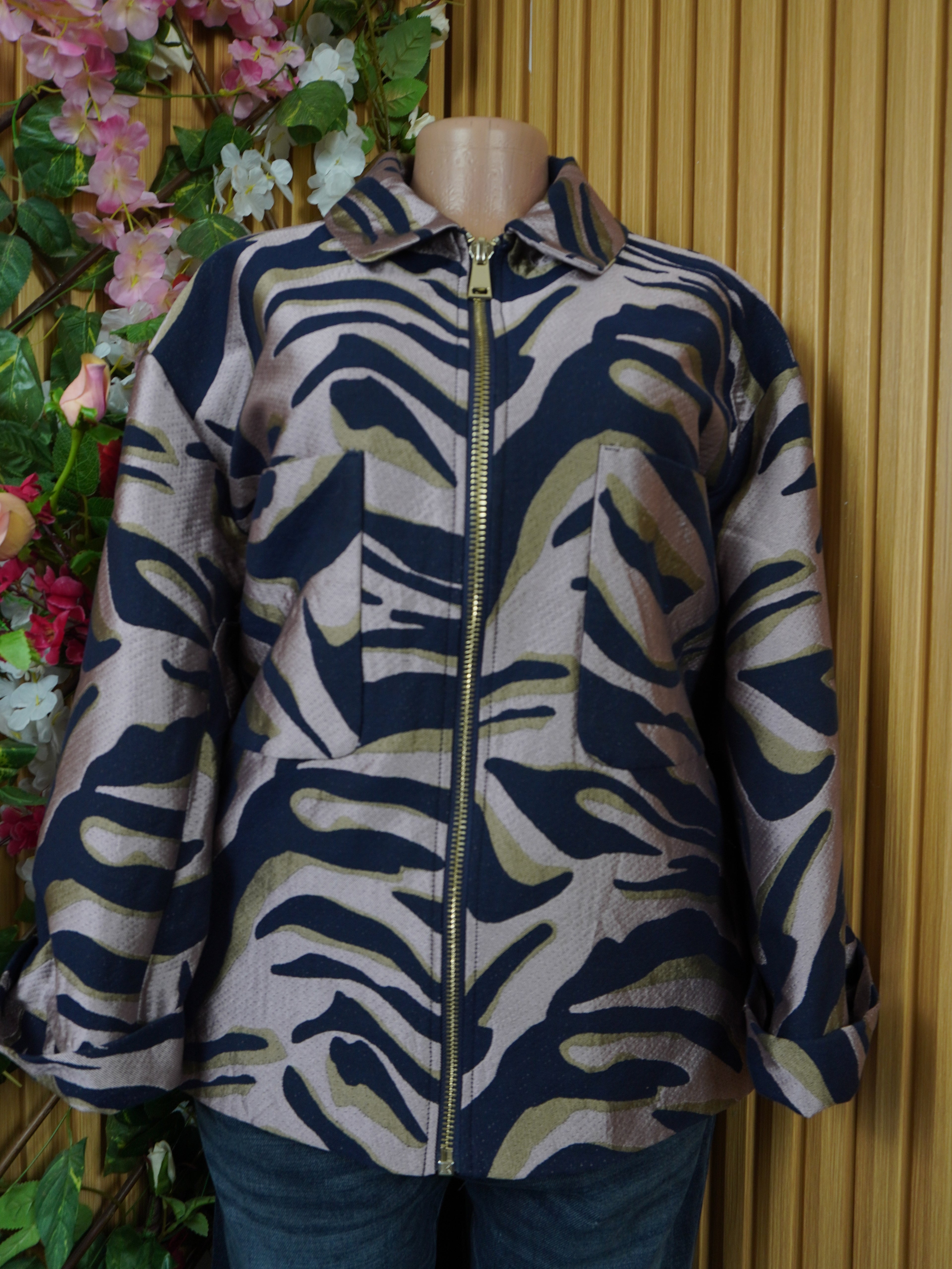 Veste blazer pour femme col chemise avec tirette-S