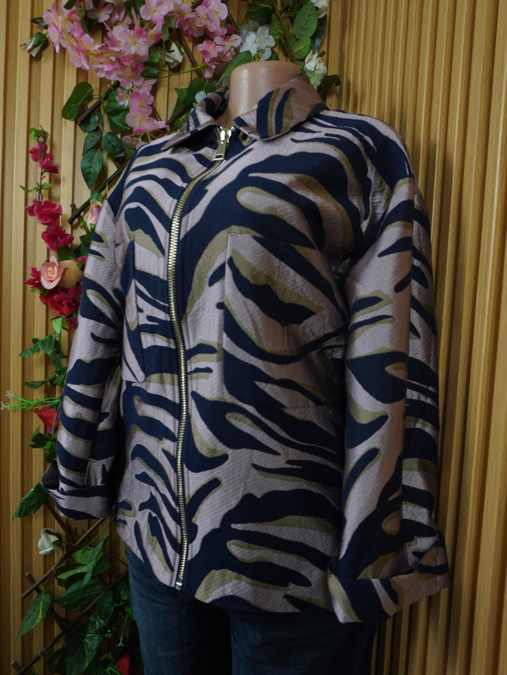 Veste blazer pour femme col chemise avec tirette-S