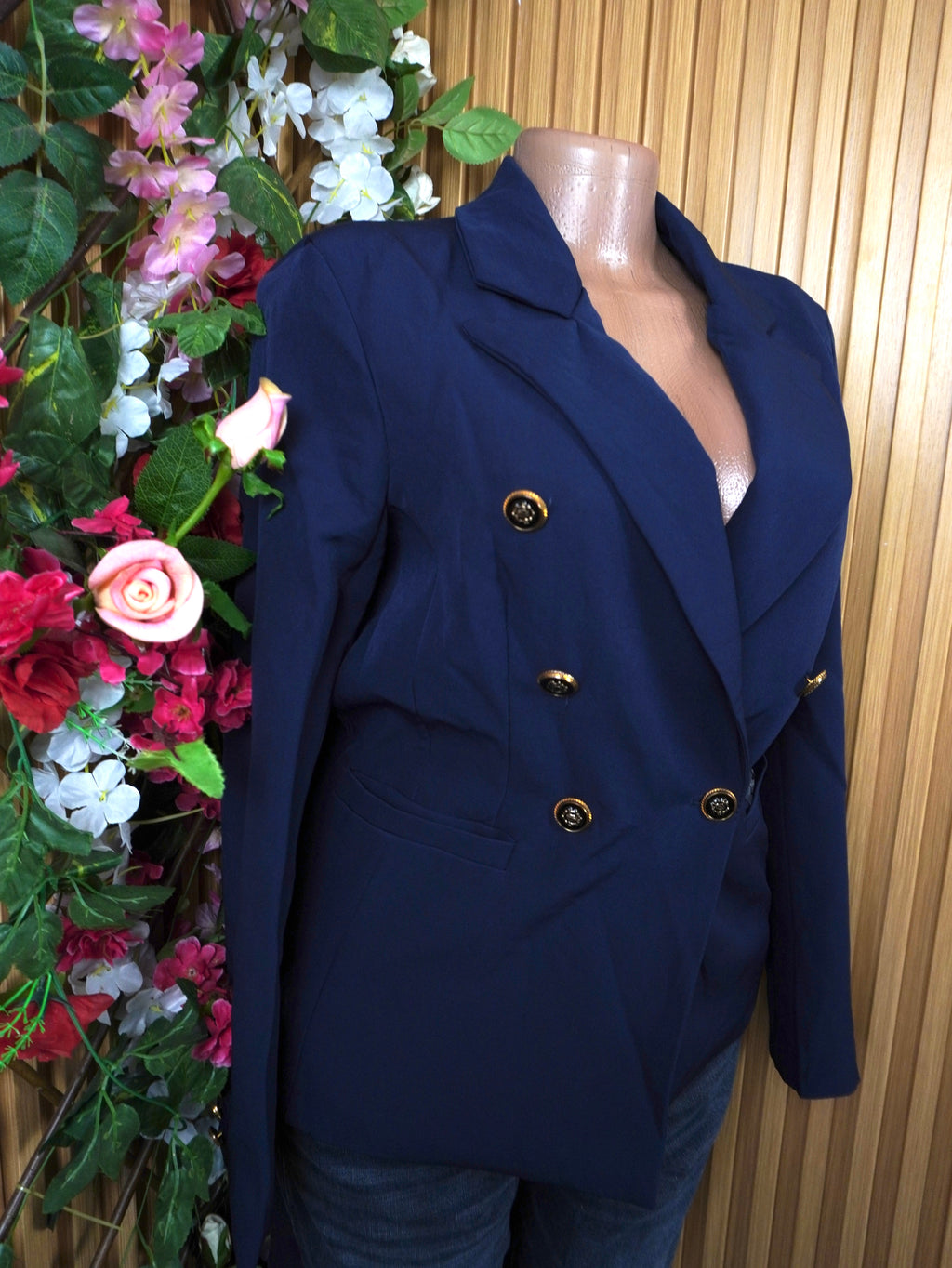 Veste blazer pour femme couleur bleu 6 boutons-S