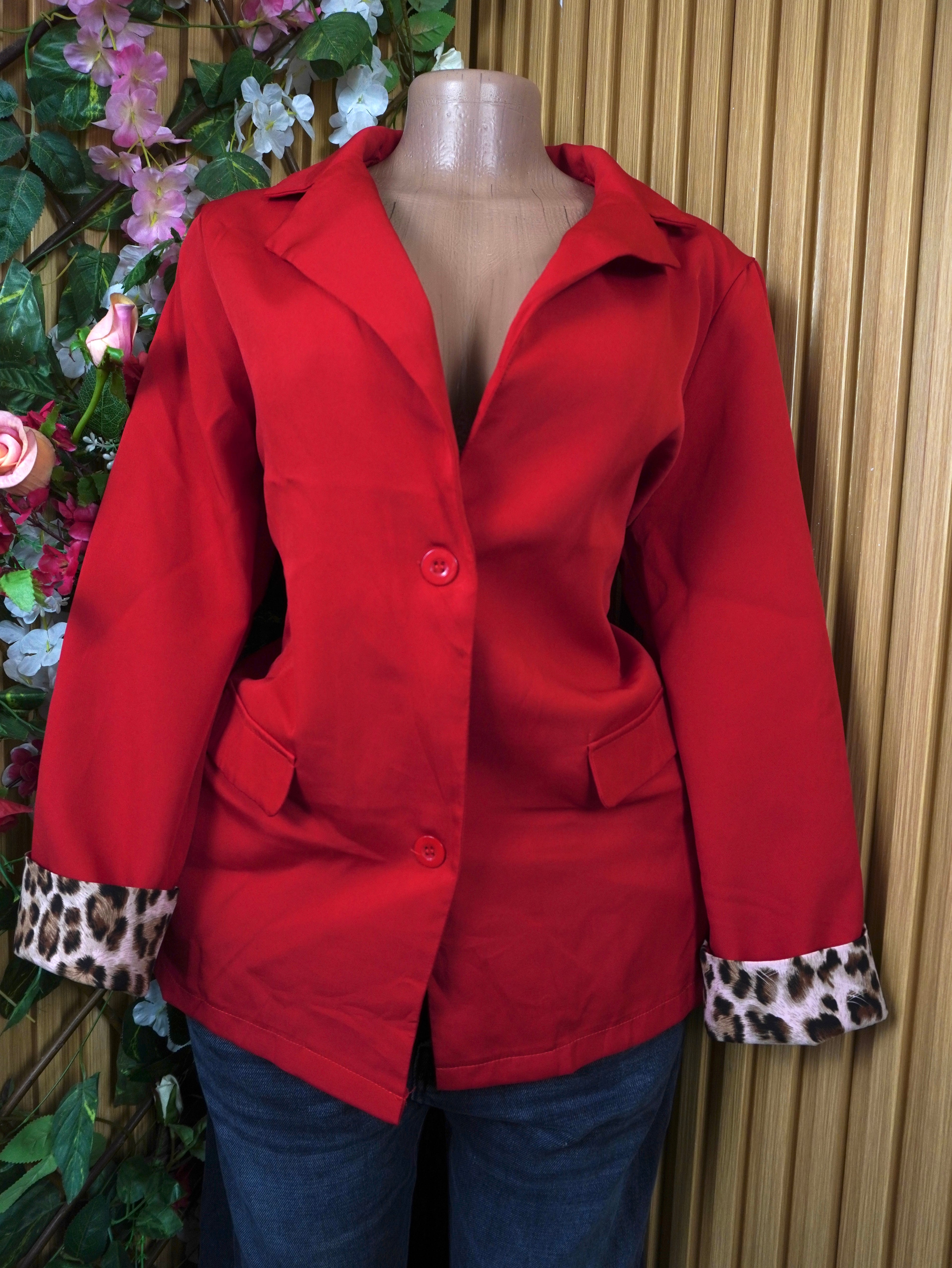 Veste blazer pour femme couleur rouge deux boutons-L
