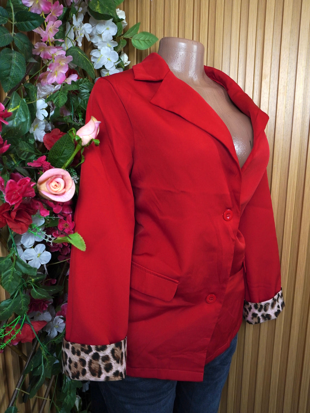 Veste blazer pour femme couleur rouge deux boutons-L