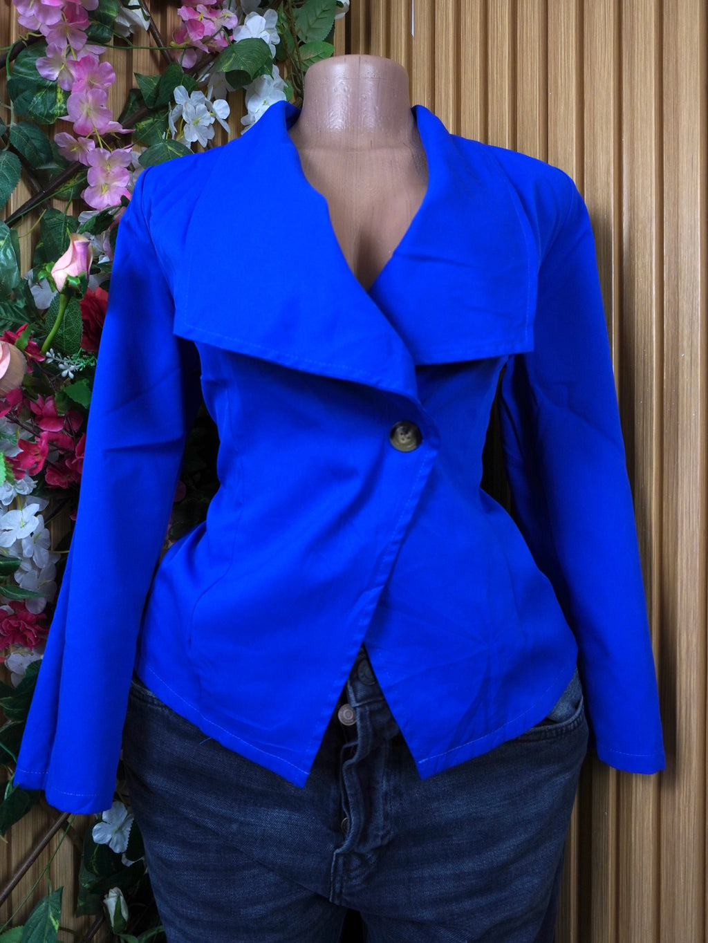 Veste blazer pour femme couleur bleu-S