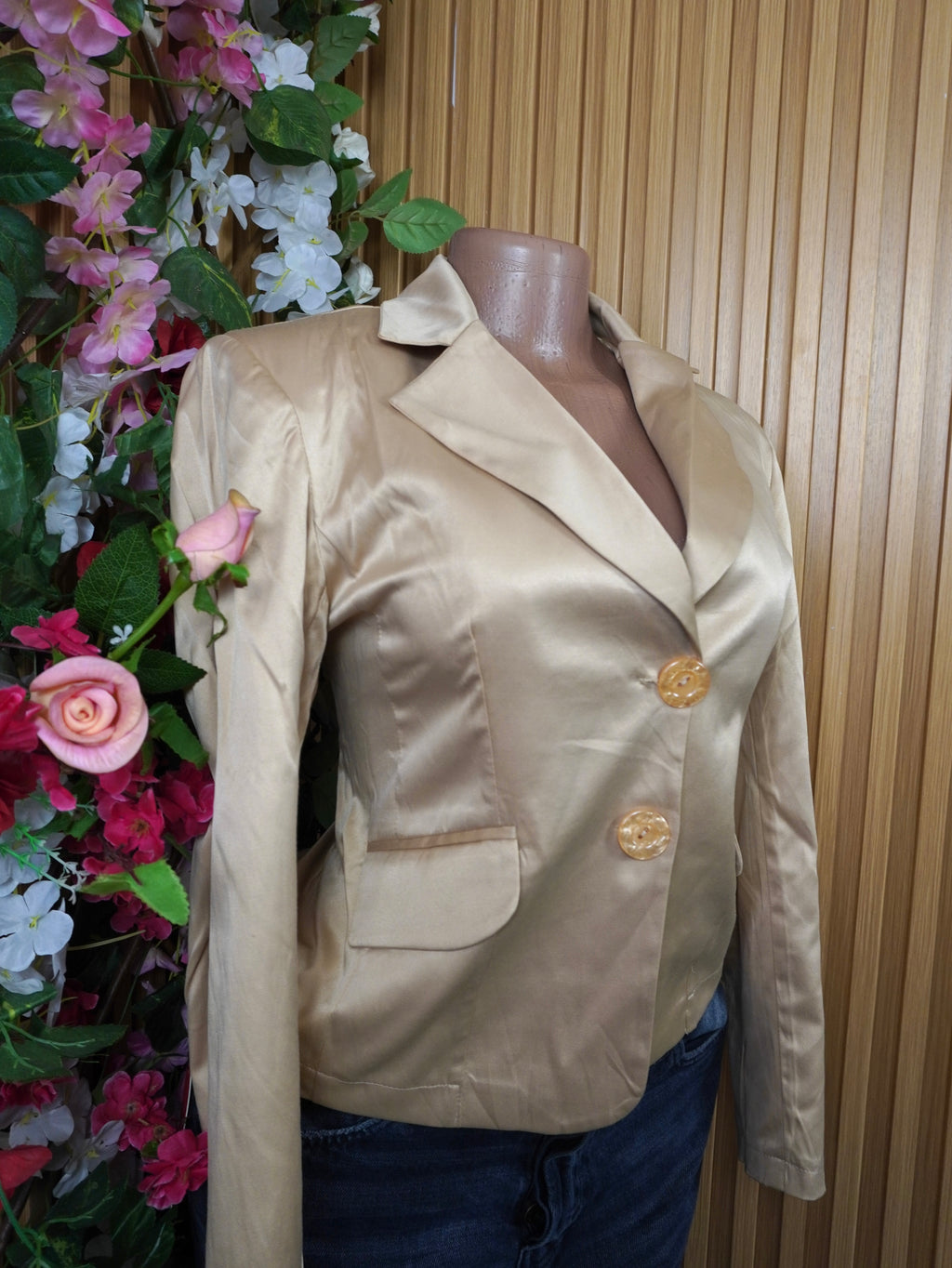 Veste blazer pour femme col chemise à deux boutons-M