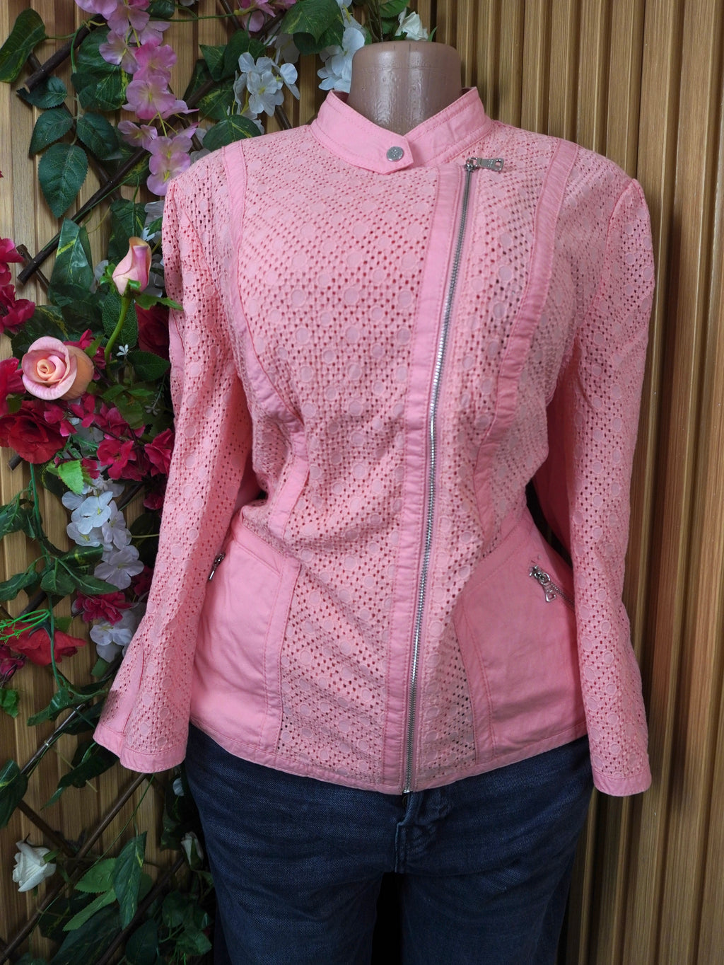 Veste blazer pour femme couleur rose avec tirette-XL