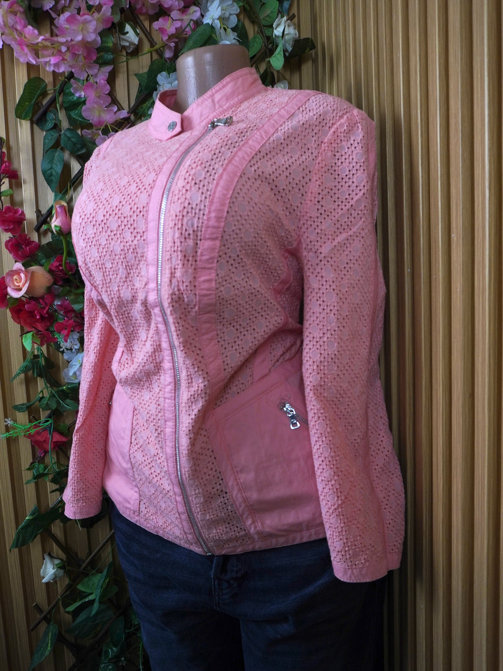 Veste blazer pour femme couleur rose avec tirette-XL