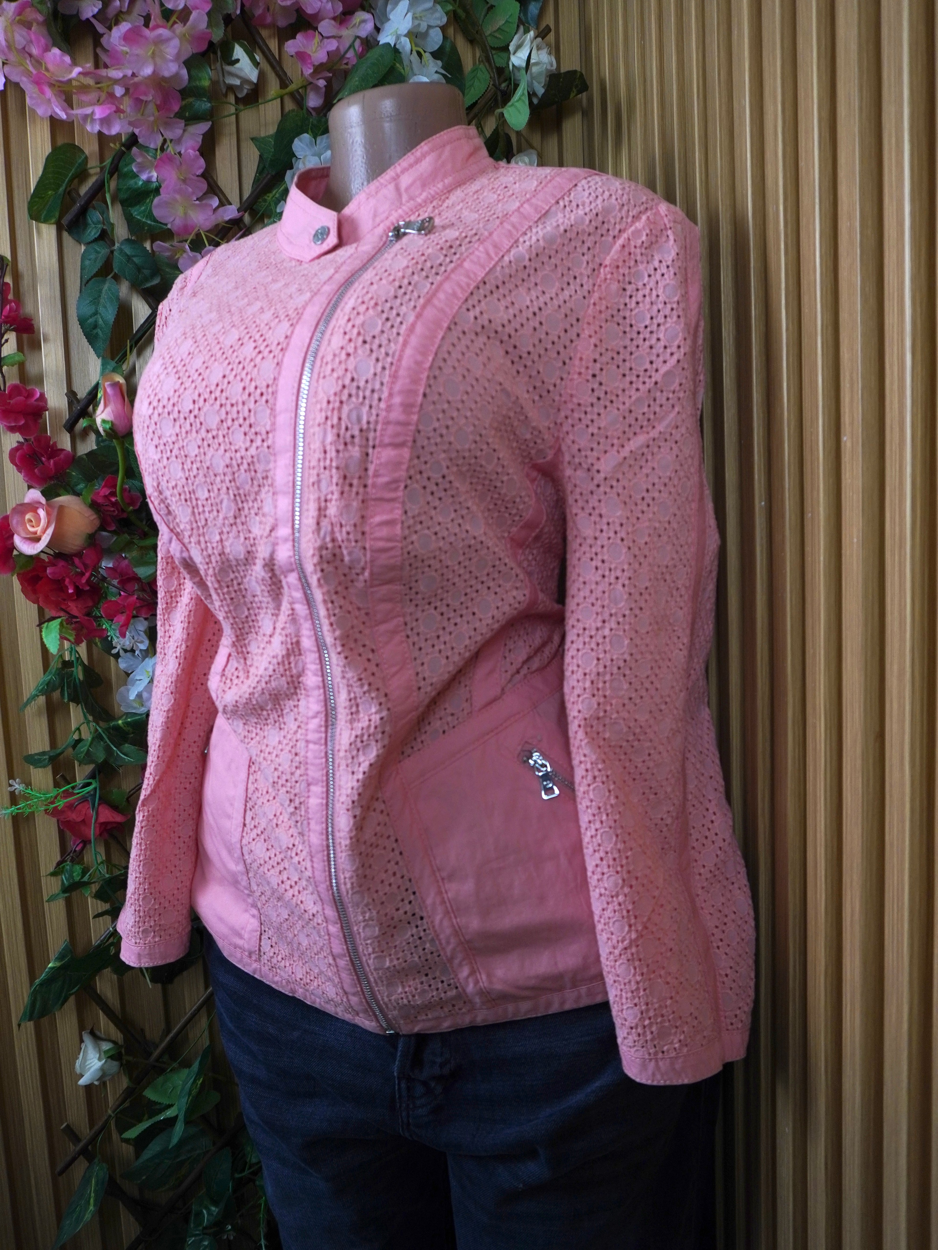 Veste blazer pour femme couleur rose avec tirette-XL