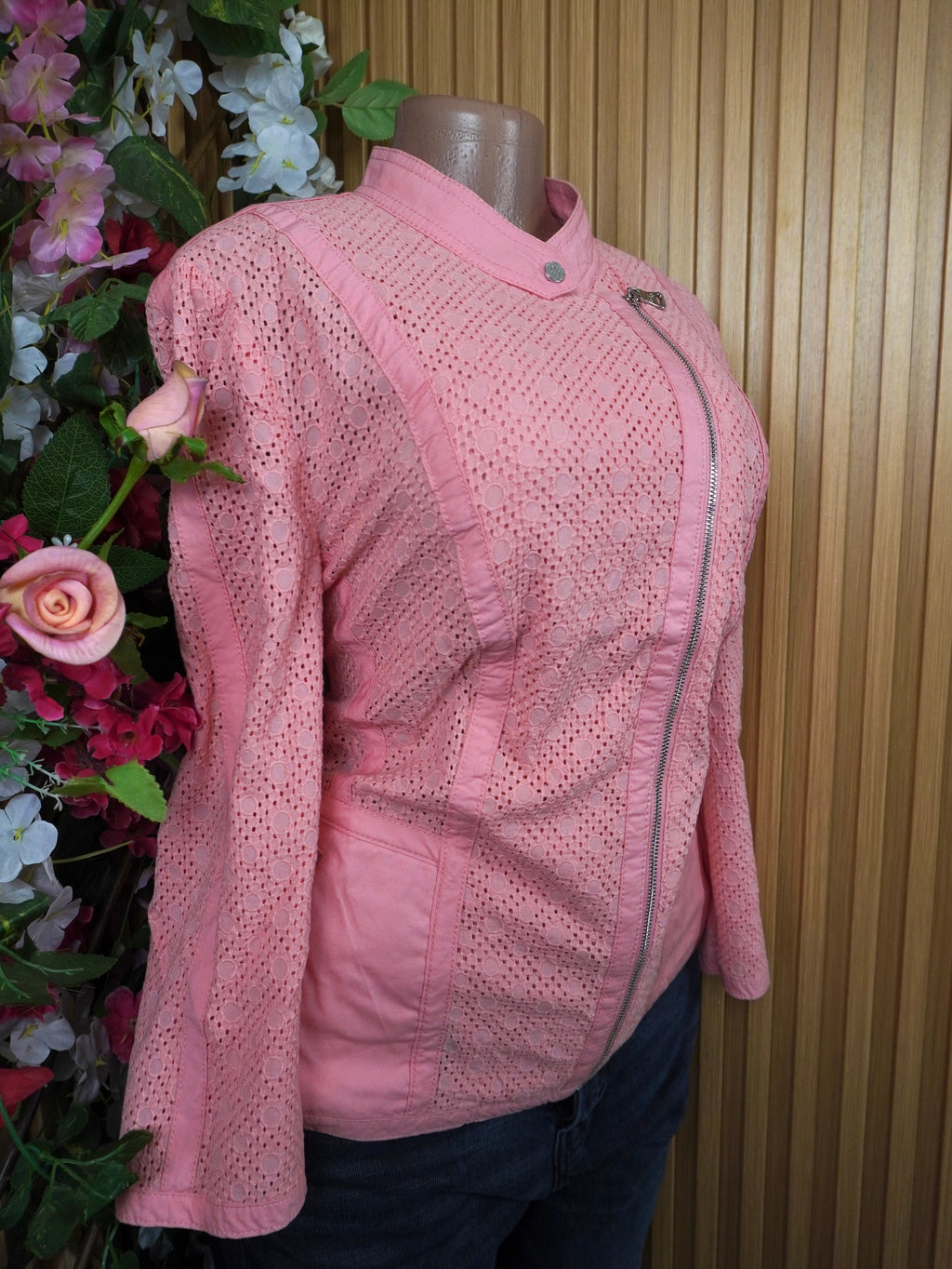 Veste blazer pour femme couleur rose avec tirette-XL