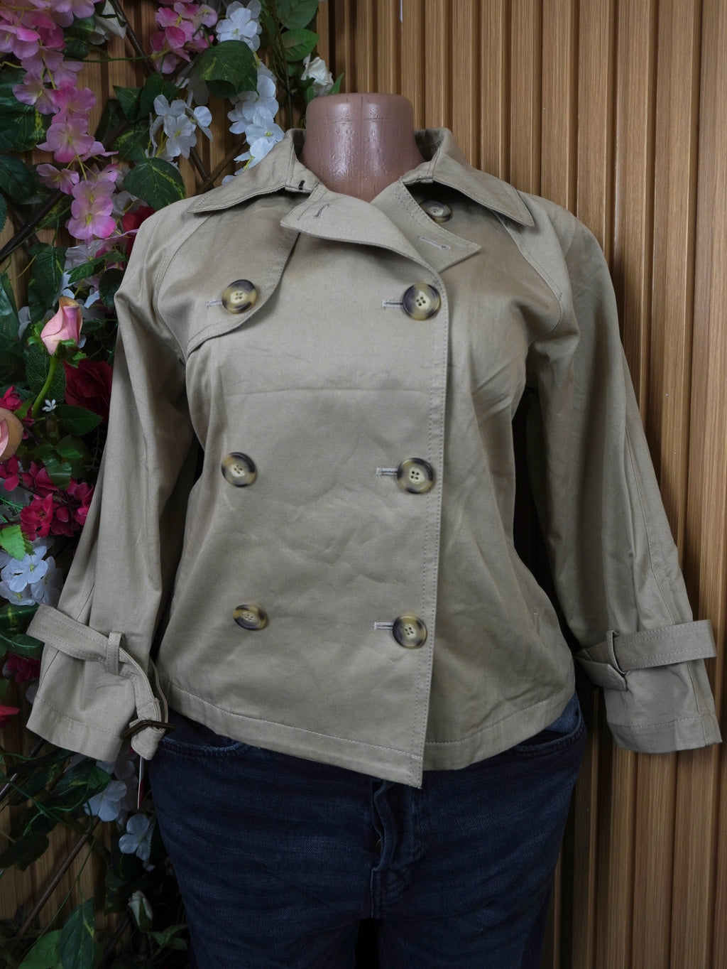 Veste blazer pour femme motif cuir à six boutons-S