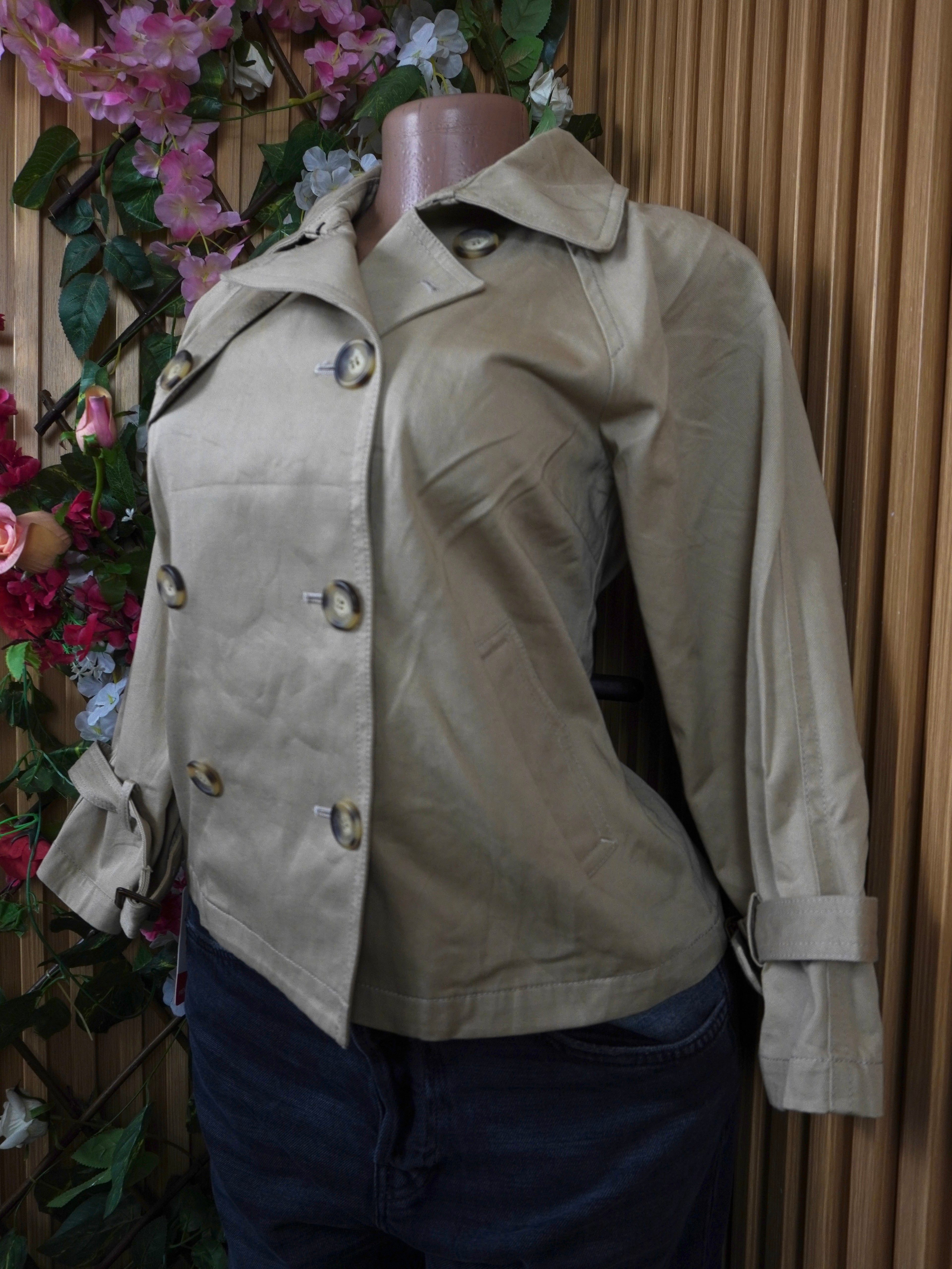 Veste blazer pour femme motif cuir à six boutons-S