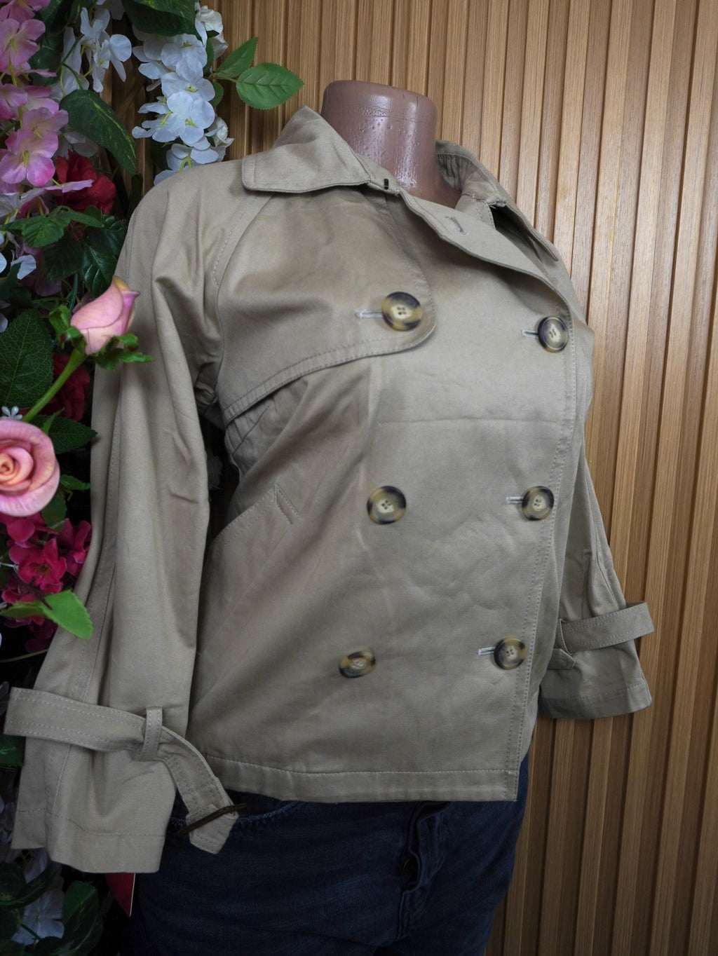 Veste blazer pour femme motif cuir à six boutons-S