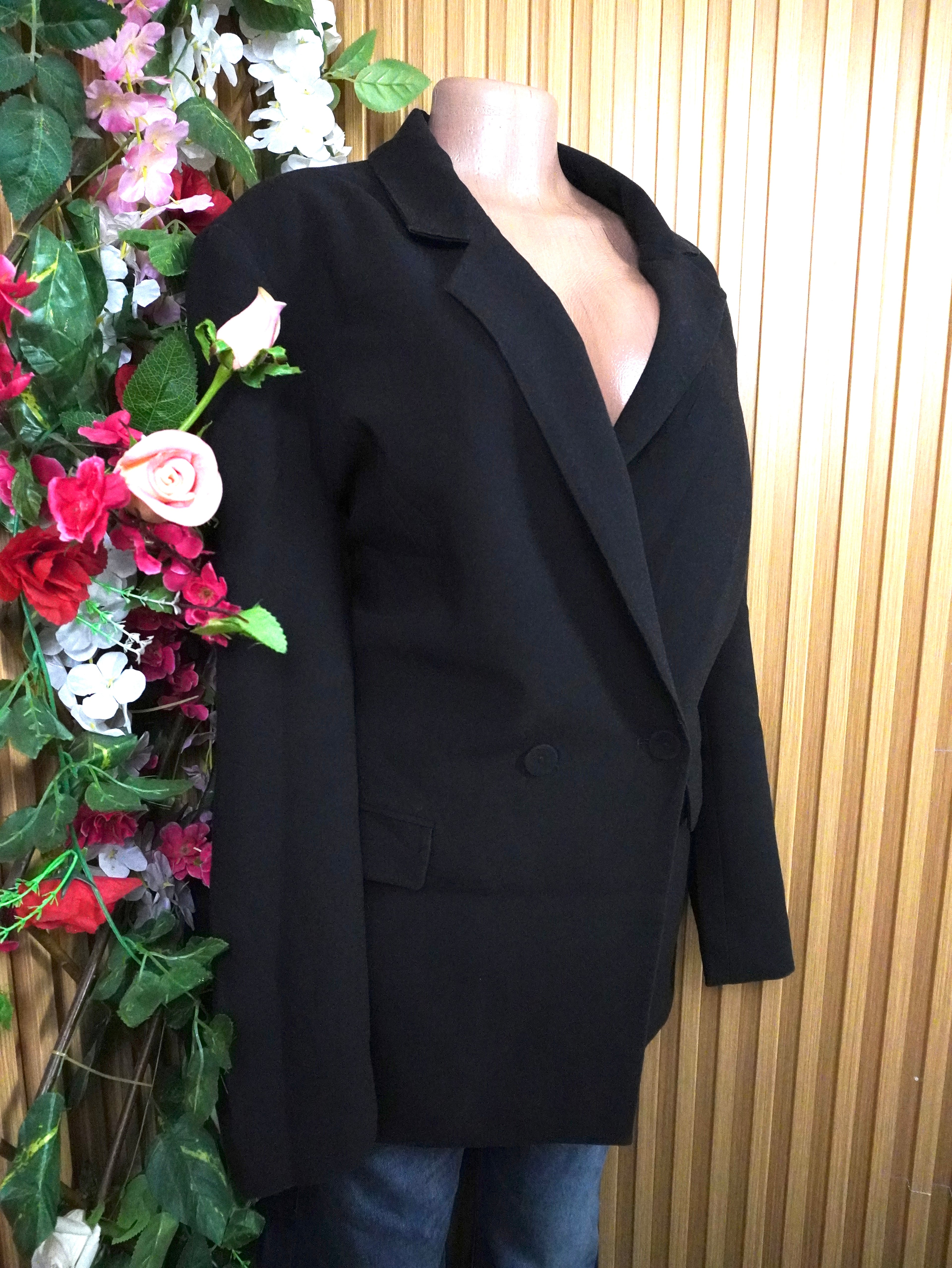Veste blazer pour femme couleur noir one boutons-XL