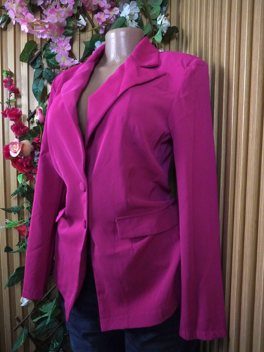 Veste blazer pour femme couleur  rose à deux boutons-S