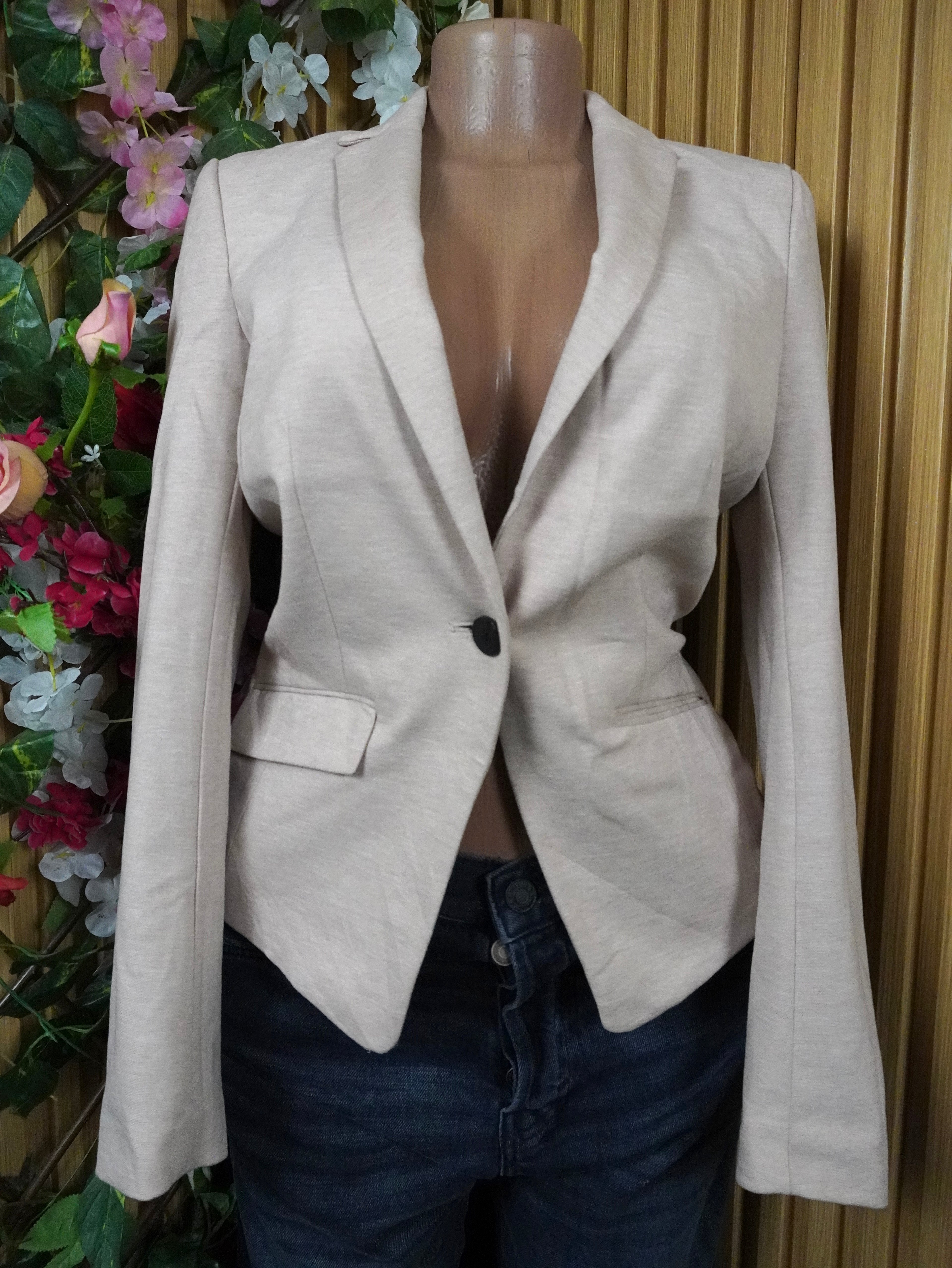 Veste blazer pour femme couleur beige one boutons-S