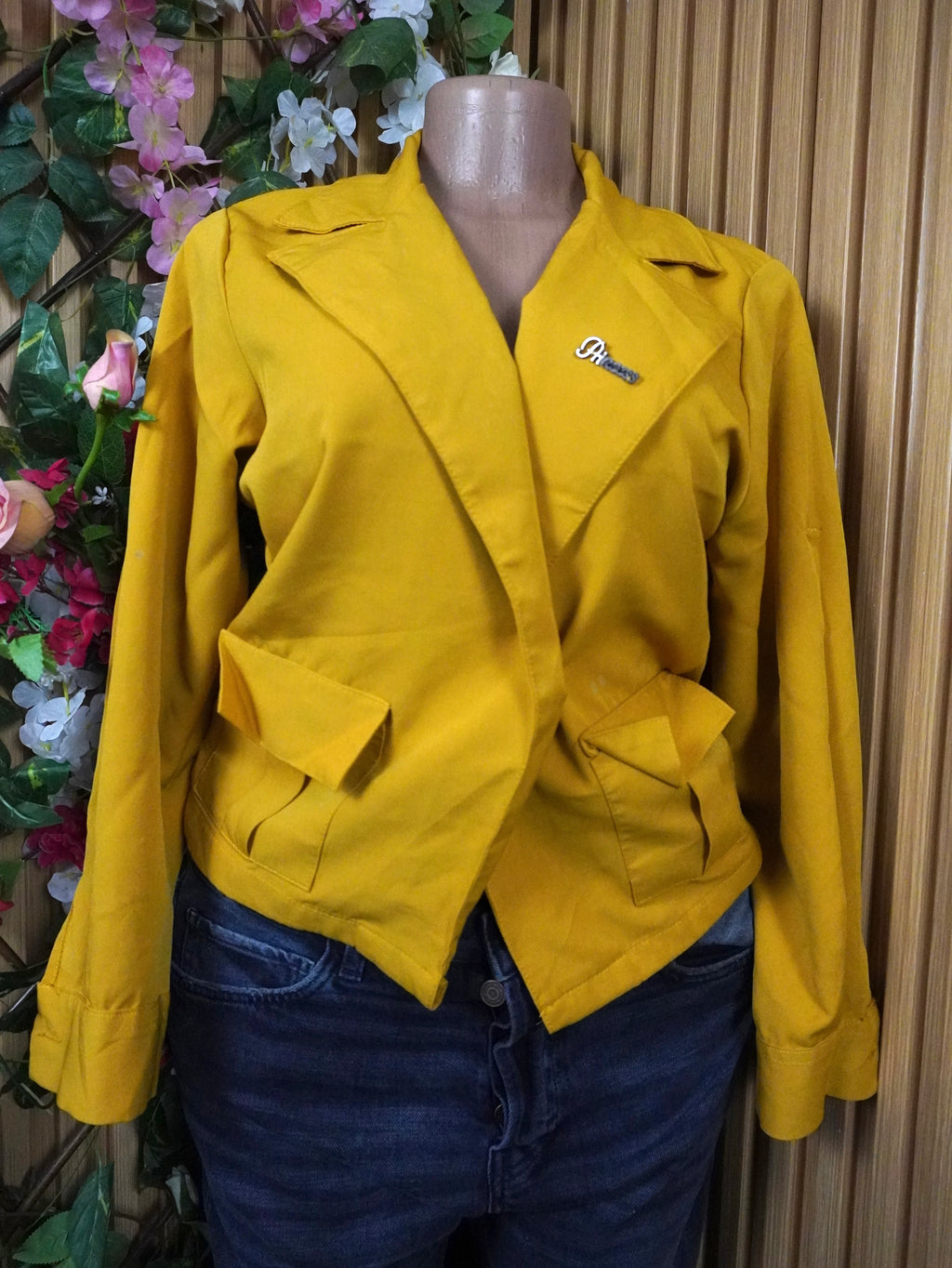 Veste blazer pour femme couleur jaune-M