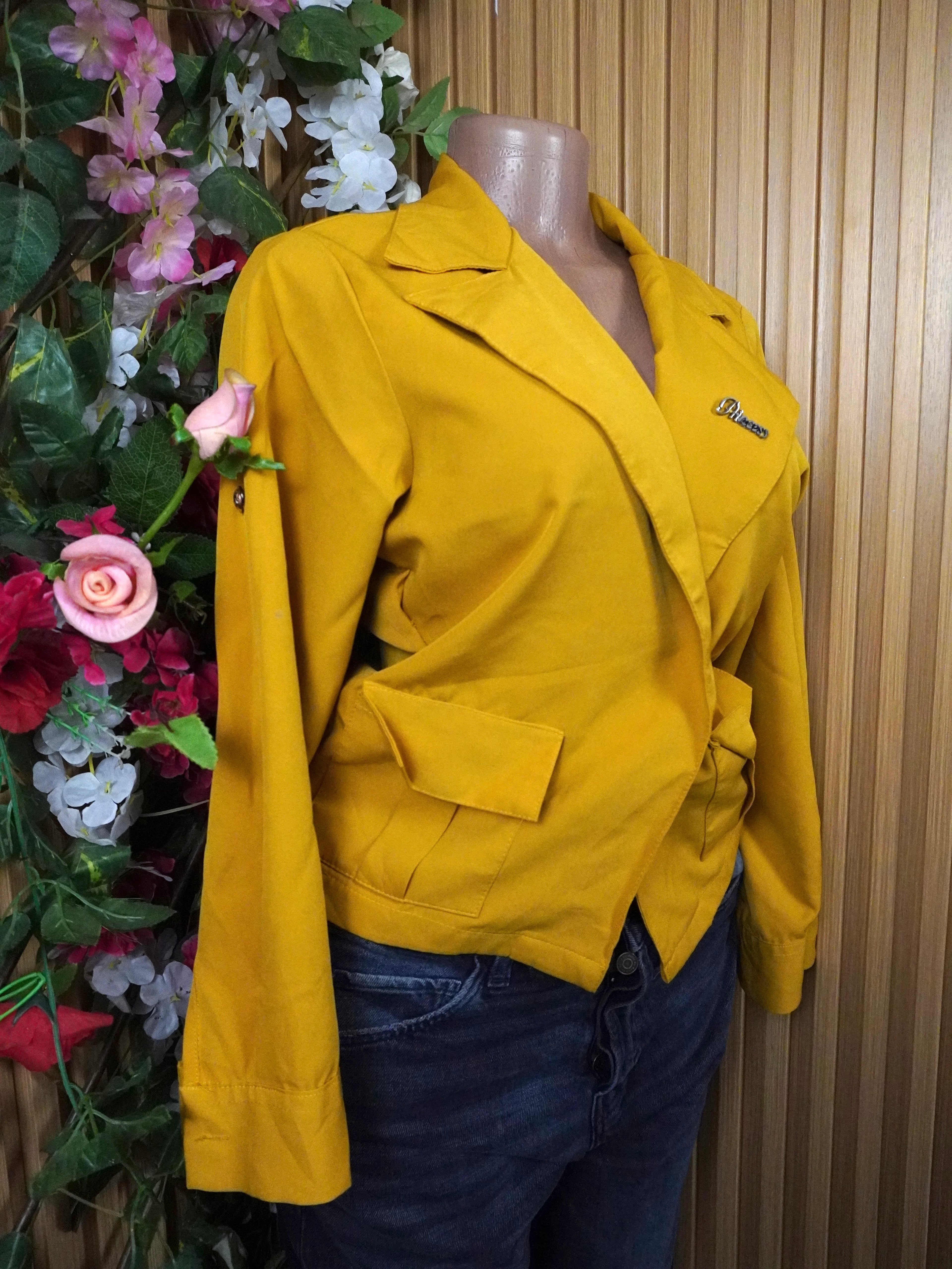 Veste blazer pour femme couleur jaune-M