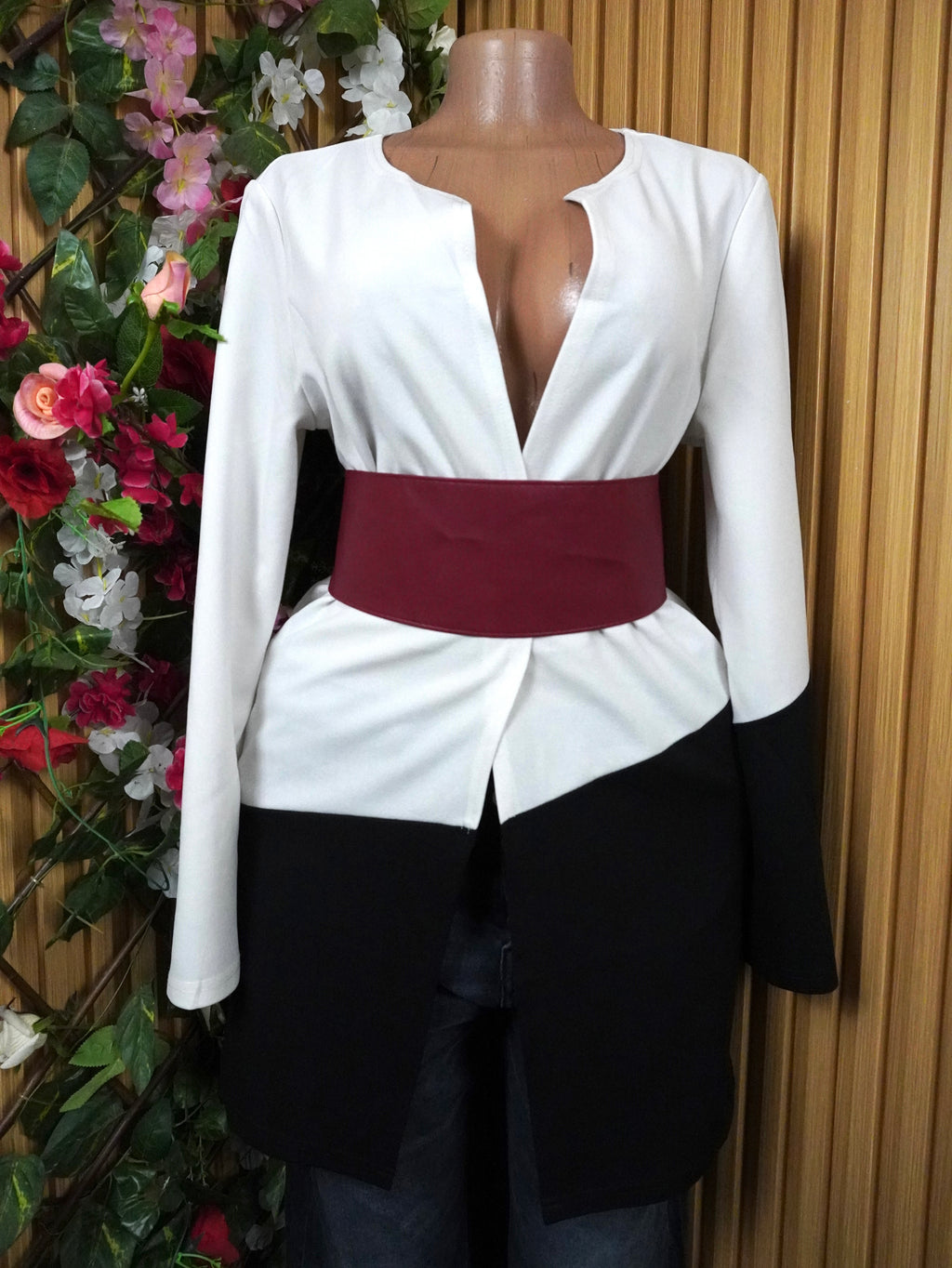 Veste blazer pour femme couleur beige décolletée-M