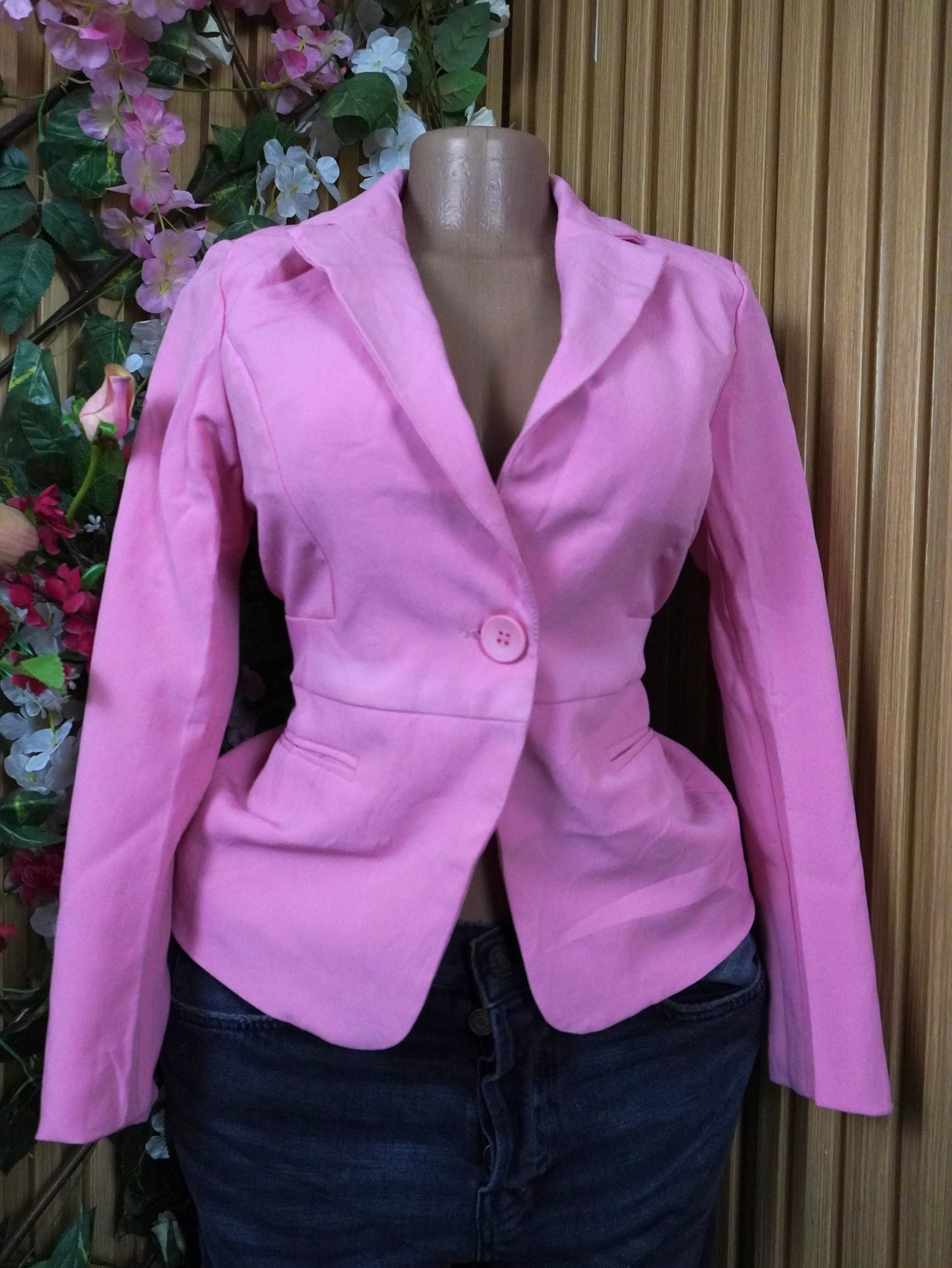 Veste blazer pour femme couleur rose one boutons-M