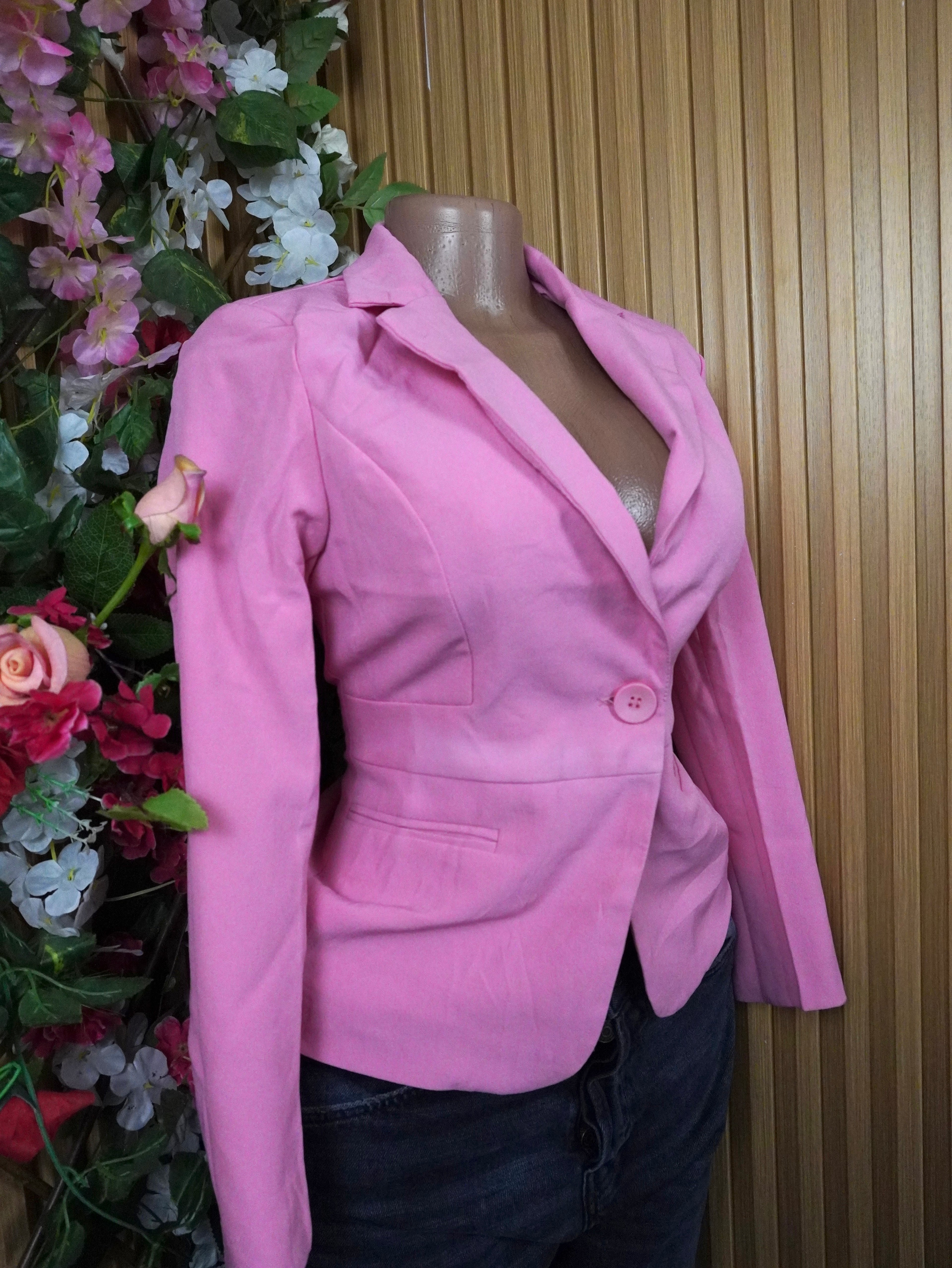 Veste blazer pour femme couleur rose one boutons-M