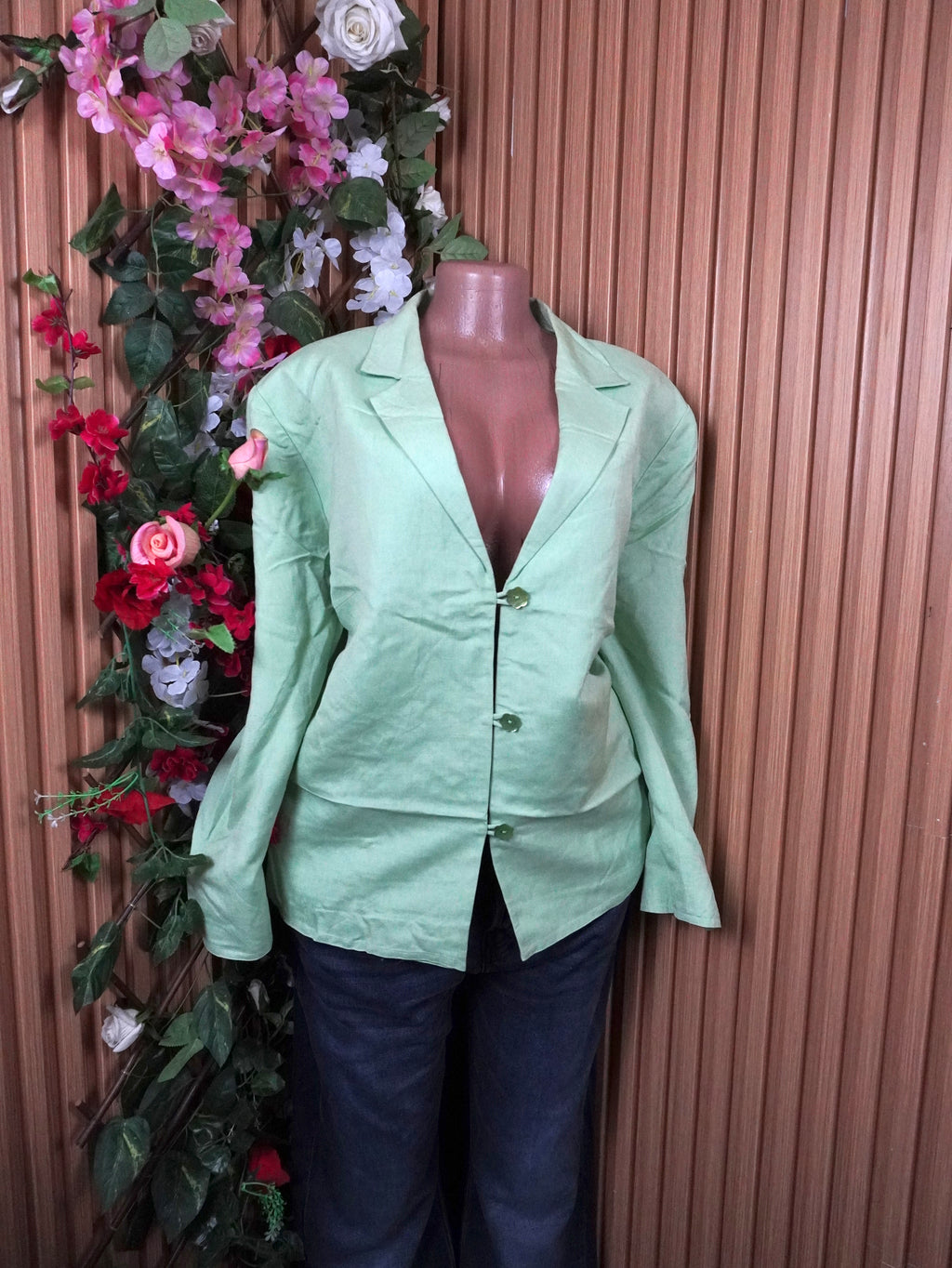 Veste blazer pour femme couleur bleu trois boutons-XXL