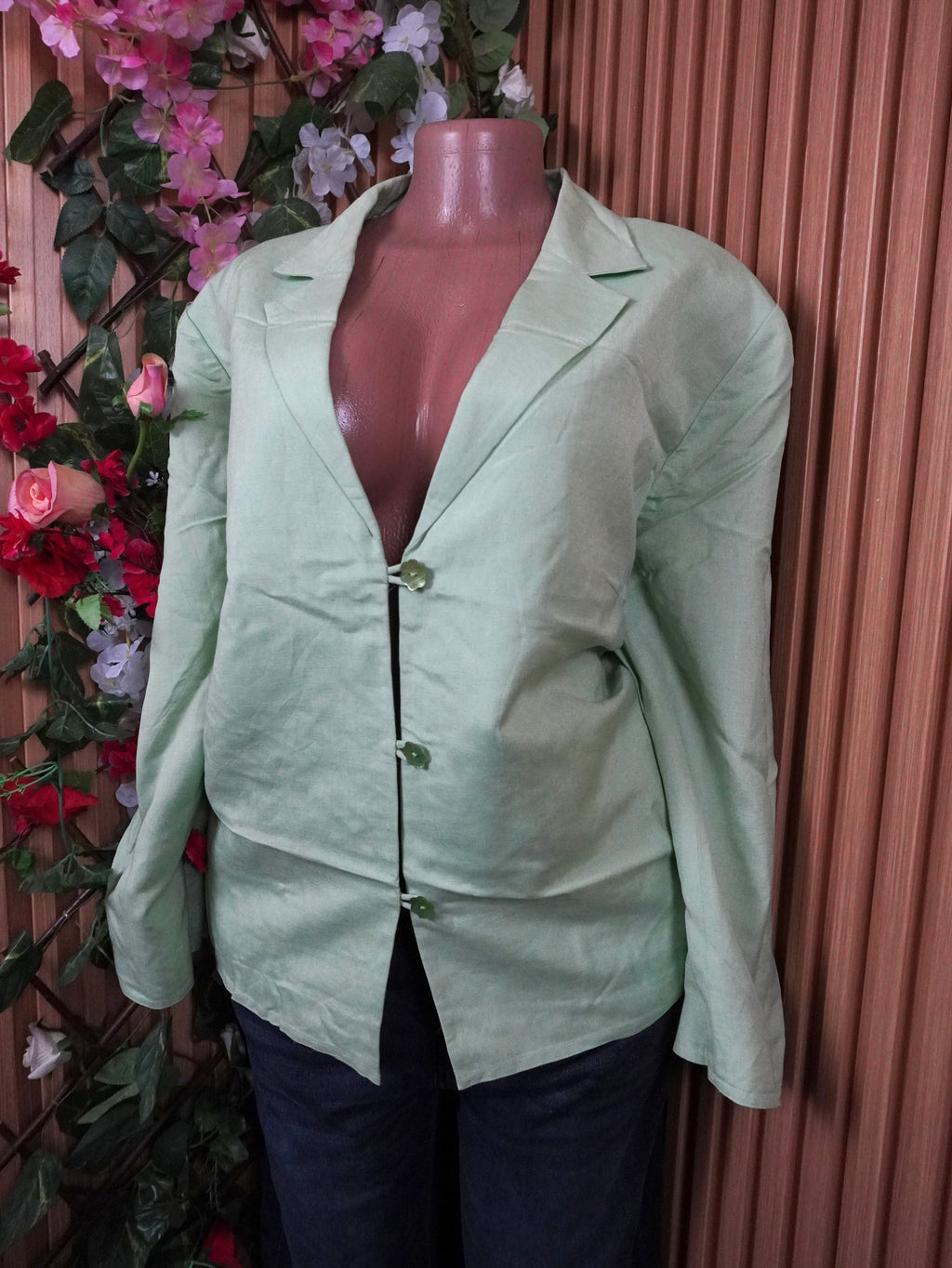Veste blazer pour femme couleur bleu trois boutons-XXL